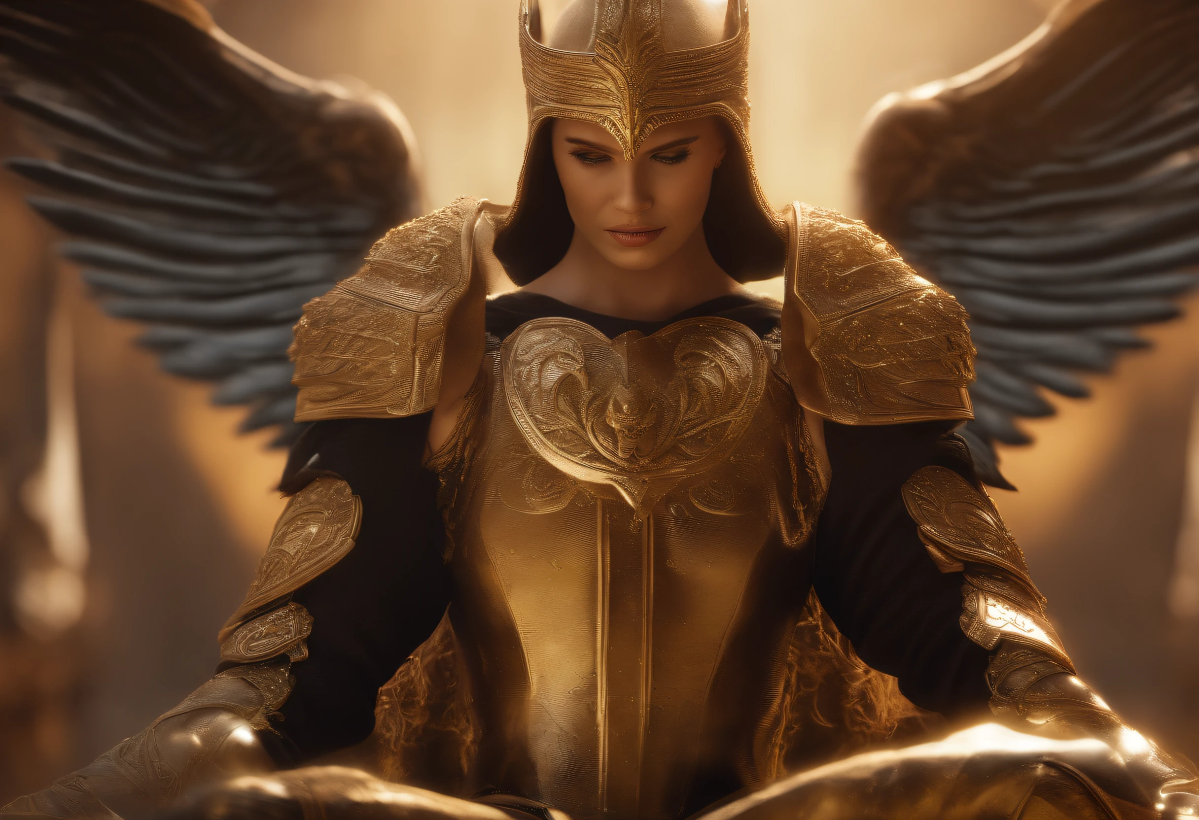 ((the Justice angel)),(take flame blade reflect dizzle light),burnning up in fire,equiped with golden armer,shinning eyes,background in holy gold color