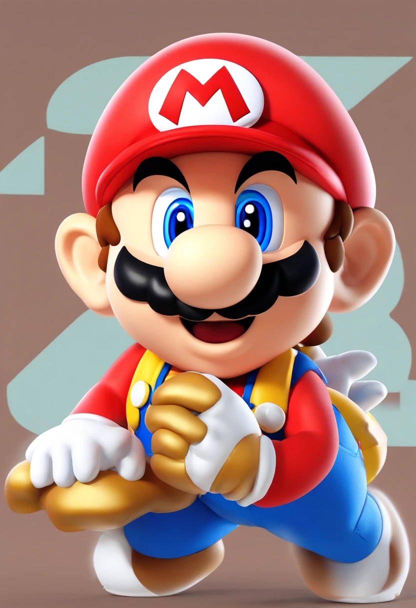 (Mario), design de personagens, Nintendo Super Mario, (olhos azuis, red hat, terno vermelho, blue suspenders, luvas brancas, )super bonito estilo caixa cega, Chibi, corpo inteiro, exaggerated expressions and actions, fundo limpo, Destaques iridescentes brilhantes, studio lighting, Atmospheric Illumination, com textura requintada, High detail, high resolution, c4d, ..3d, Liquidificador, 8k, best quality, Ultra High Definition