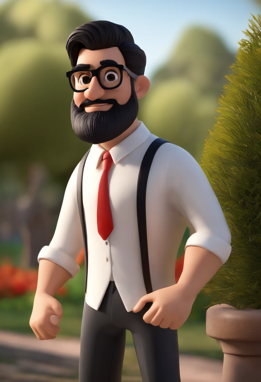 Disney pixar cartoon character style of a young politician wearing glasses and a white shirt with black beard and hair, terno e gravata, in Brasilia an animated character, Caractere estilizado, animation style rendering, 3D estilizado, Arnold Maya render, 3 d render stylized, toon render keyshot, Personagem 3D, Personagem 3D, 3d rendering stylized, 3 d character render, personagem de desenho animado, Personagem de close up, Pose de personagem,  (Estilo Pixar) (master part:1.2) (Bokeh) (best quality) (pele detalhada) (textura detalhada) (8k) (argila) (Cinematic lighting) (foco nítido