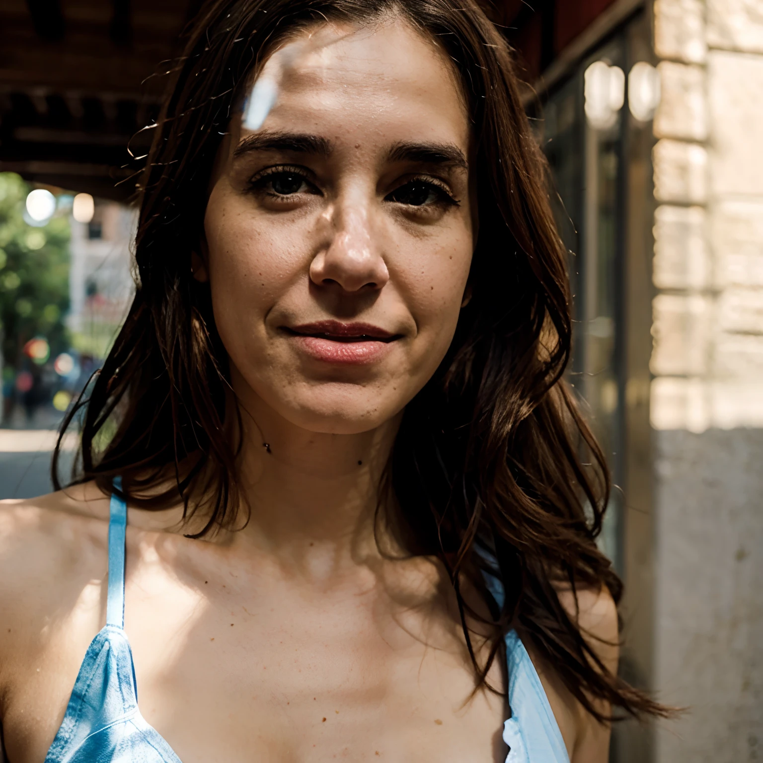 (8K, RAW Photo, Best Quality, Masterpiece: 1.2), (Realistic, Realistic: 1.37), 1 Girl, City Background, Avatar .50MM LENS
