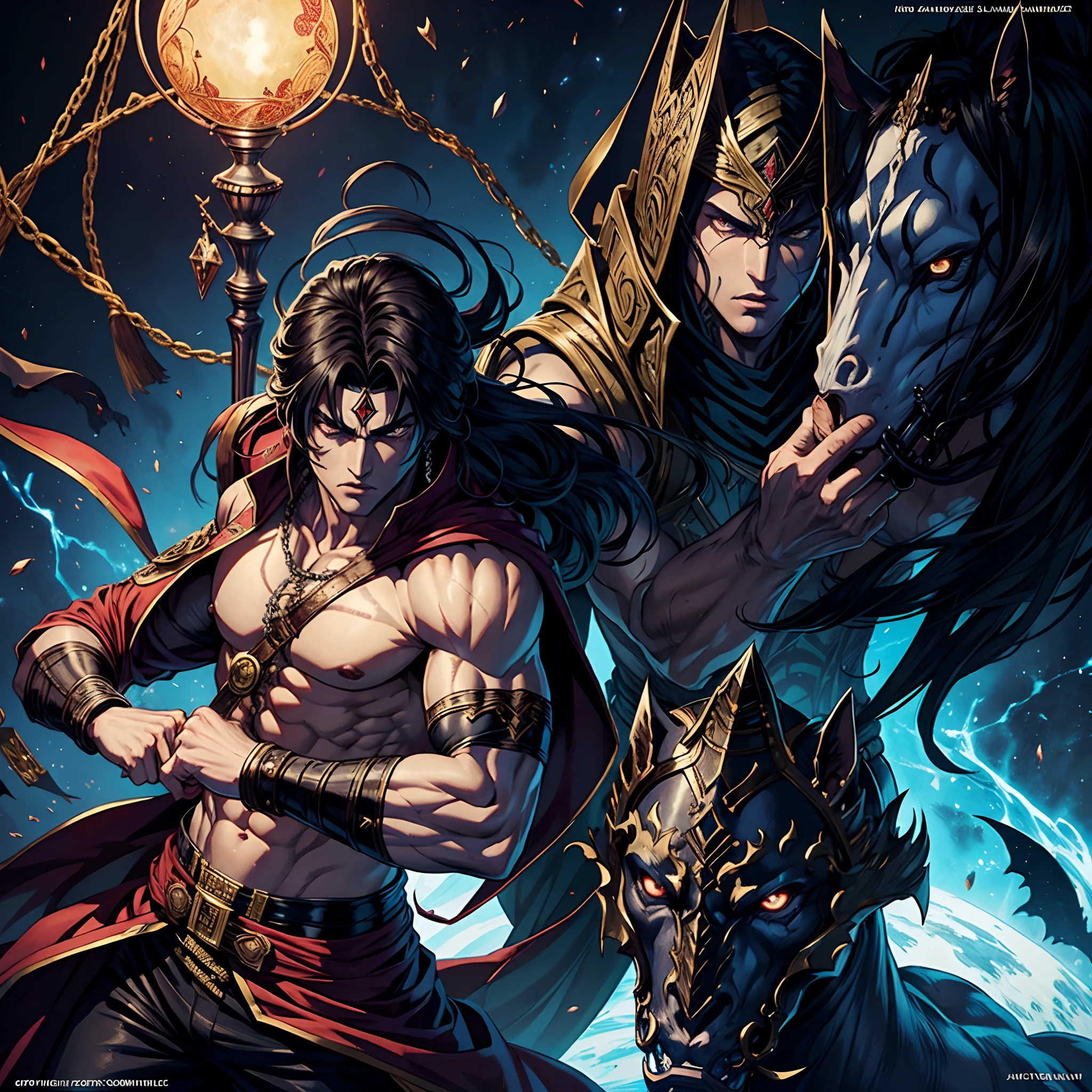 Moroccan Castlevania Lord of Shadows Comics History Hokuto No Ken Kenshiro muscular correct correct proportions Anatomy correct poses Hyper realistic style Super detailed faces Super detailed anatomy
