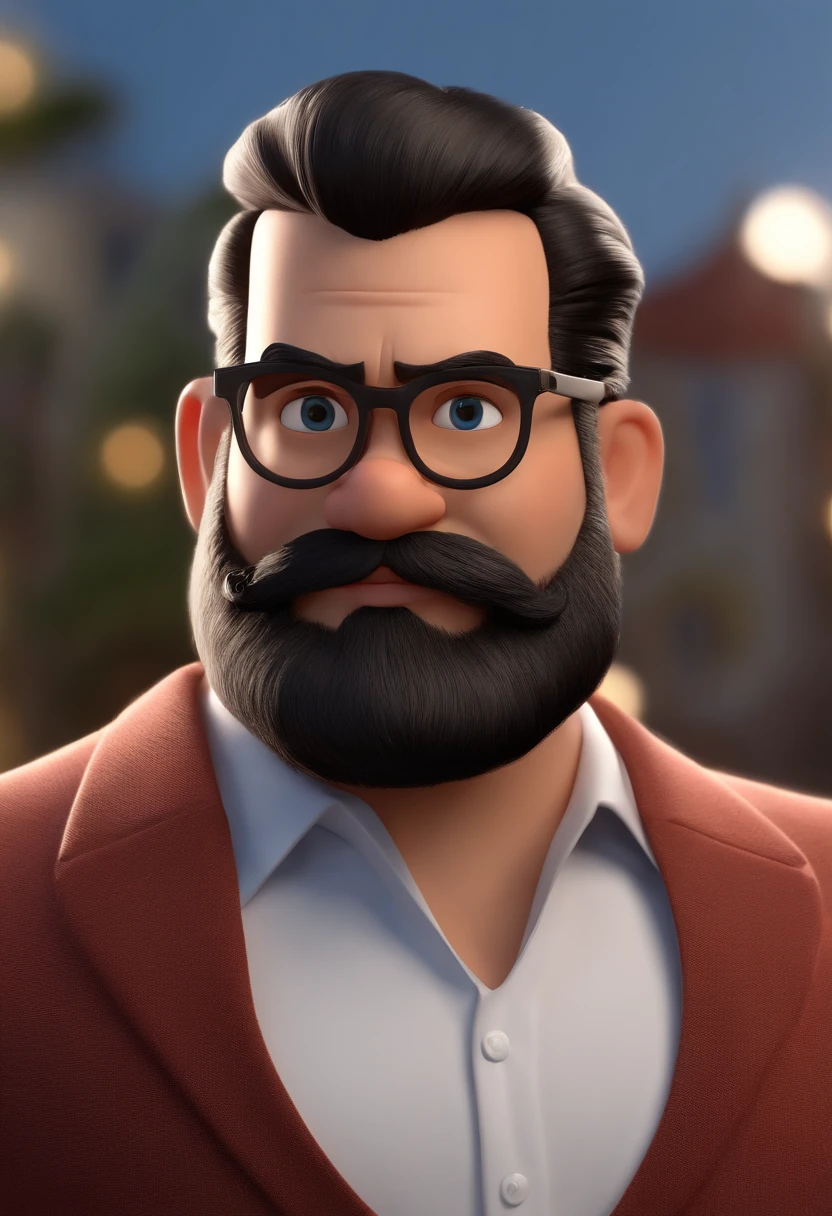 Disney pixar cartoon character style of a young congressman wearing glasses and a white shirt with a black beard and hair, terno e gravata, in Brasilia an animated character, Caractere estilizado, animation style rendering, 3D estilizado, Arnold Maya render, 3 d render stylized, toon render keyshot, Personagem 3D, Personagem 3D, 3d rendering stylized, 3 d character render, personagem de desenho animado, Personagem de close up, Pose de personagem,  (Estilo Pixar) (master part:1.2) (Bokeh) (best quality) (pele detalhada) (textura detalhada) (8k) (argila) (Cinematic lighting) (foco nítido