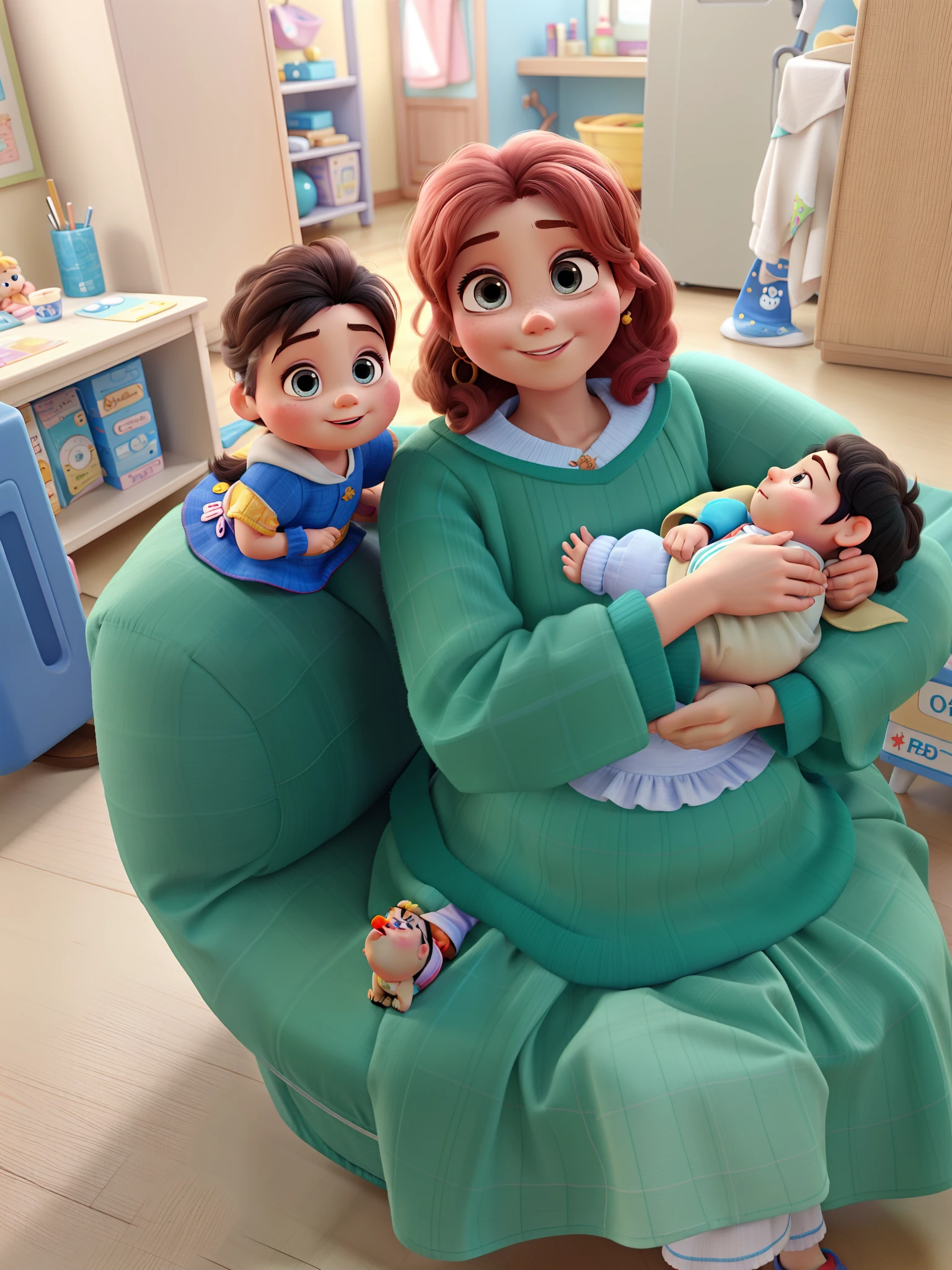 pai, Mother Baby Girl Small Hair, Disney pixar |