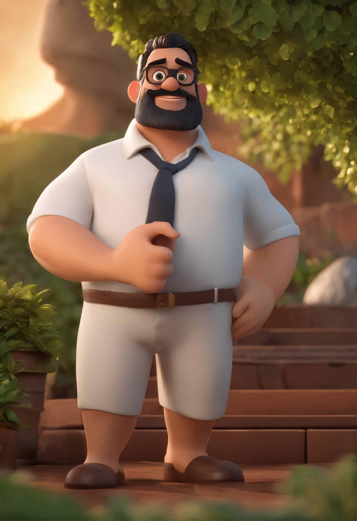 Disney pixar cartoon character style of a young congressman wearing glasses and a white shirt with a black beard and hair, terno e gravata, in Brasilia an animated character, Caractere estilizado, animation style rendering, 3D estilizado, Arnold Maya render, 3 d render stylized, toon render keyshot, Personagem 3D, Personagem 3D, 3d rendering stylized, 3 d character render, personagem de desenho animado, Personagem de close up, Pose de personagem,  (Estilo Pixar) (master part:1.2) (Bokeh) (best quality) (pele detalhada) (textura detalhada) (8k) (argila) (Cinematic lighting) (foco nítido