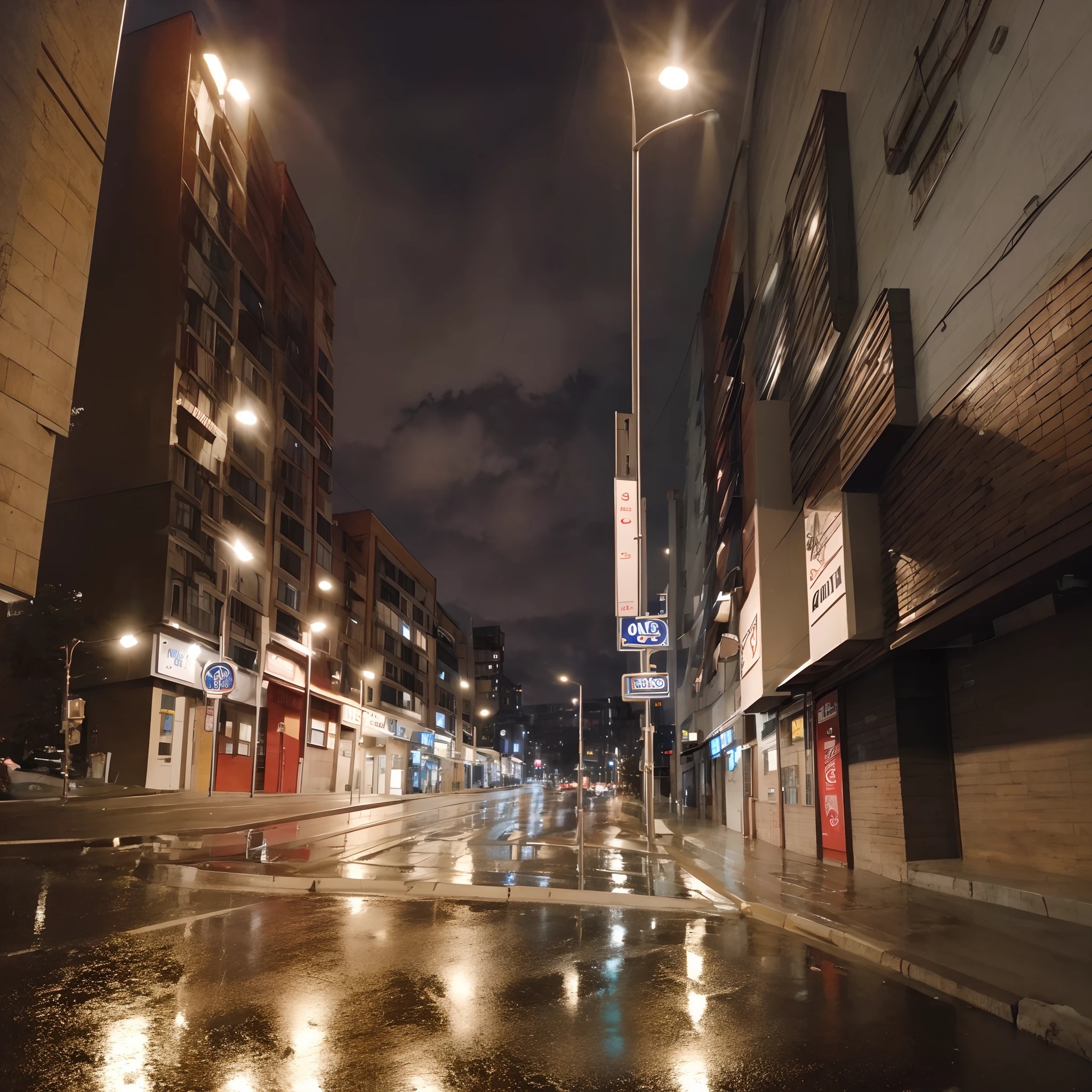 foto realista, hiquality, Night in town, modern town, Wet weather, dark night, intricate details, ultra detailed, rim lighting, side lighting, cinematic light, ultra high res, 8k uhd, film grain,best shadow, delicate, RAW