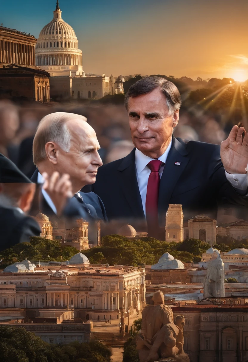 Jair Bolsonaro tradling Luís Inácio Lula, junto com Vladimir putin e Joe biden pelado realista.