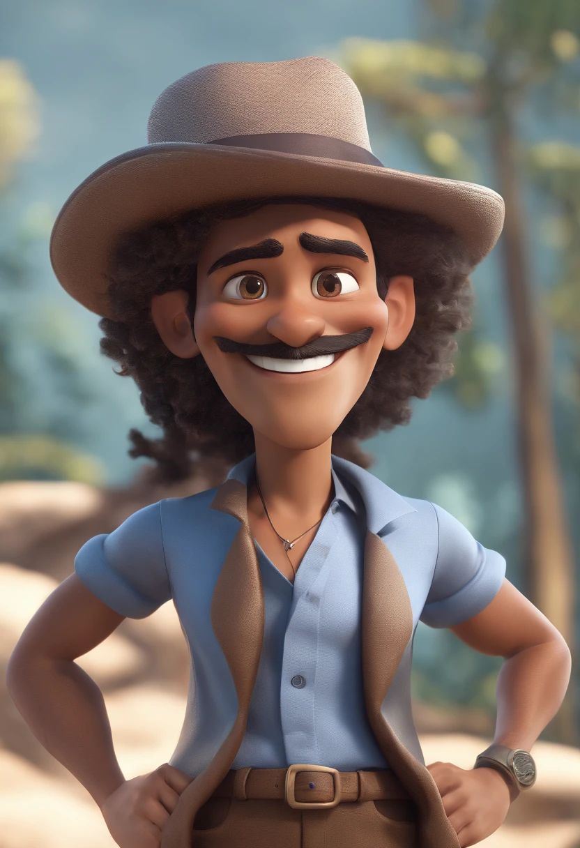 personagem dos desenhos animados de um Homem cabelo castanho e barba cheia levemente grisalha, camisa social azul, animation character, Caractere estilizado, animation style rendering, 3D estilizado, Arnold Maya render, 3 d render stylized, toon render keyshot, Personagem 3D, 3d rendering stylized, 3 d character render, personagem de desenho animado, Personagem de close up, Pose de personagem, (Estilo Pixar) (master part:1.2) (Bokeh) (best quality) (pele detalhada) (textura detalhada) (8k) (argila) (Cinematic lighting) (foco nítido)