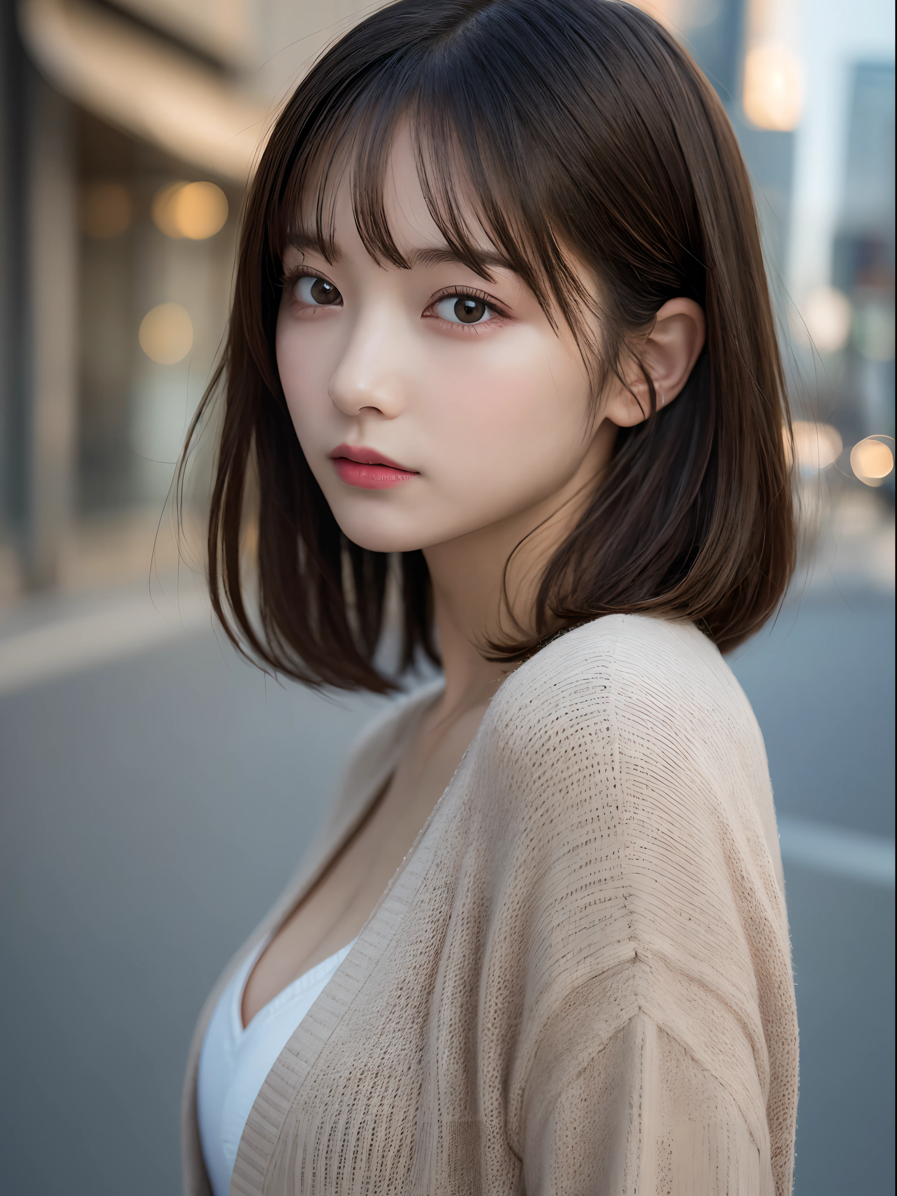 (masterpiece:1.3), (8k, photorealistic, RAW photo, best quality: 1.4), (1girl), beautiful face, (realistic face), (black hair, short hair:1.3), beautiful hairstyle, realistic eyes, beautiful detailed eyes, (realistic skin), beautiful skin, (sweater), absurdres, attractive, ultra high res, ultra realistic, highly detailed, golden ratio