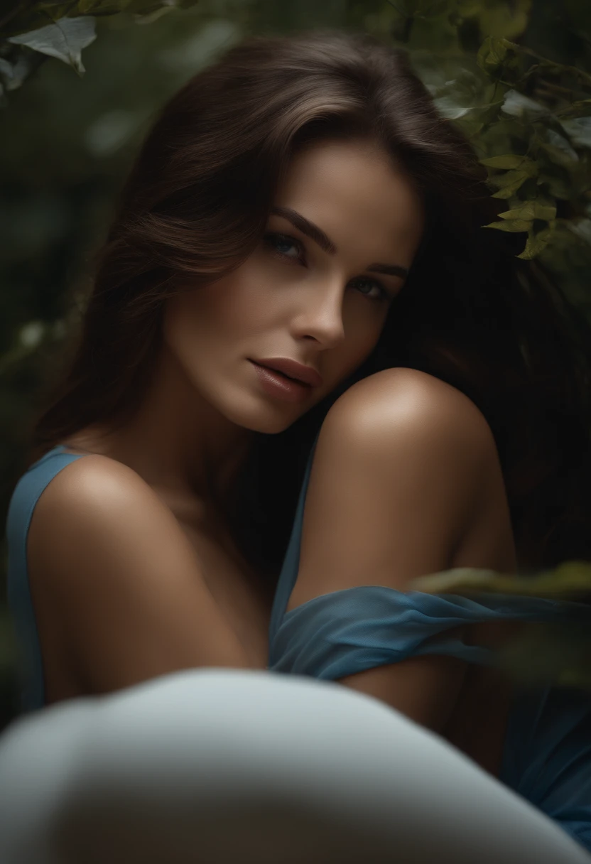 Qualidade Superior, master part, Ultra high resolution, (fotorrealista: 1.4), Foto RAW, 1 girl, cabelos castanhos claros, Bob Cabelo, pele brilhante, DAMP BODY, dramatic lighting, corpo inteiro,, bra blue, T-Back azul, pequeno, Mulher de 15 anos, master part, pose desleixada