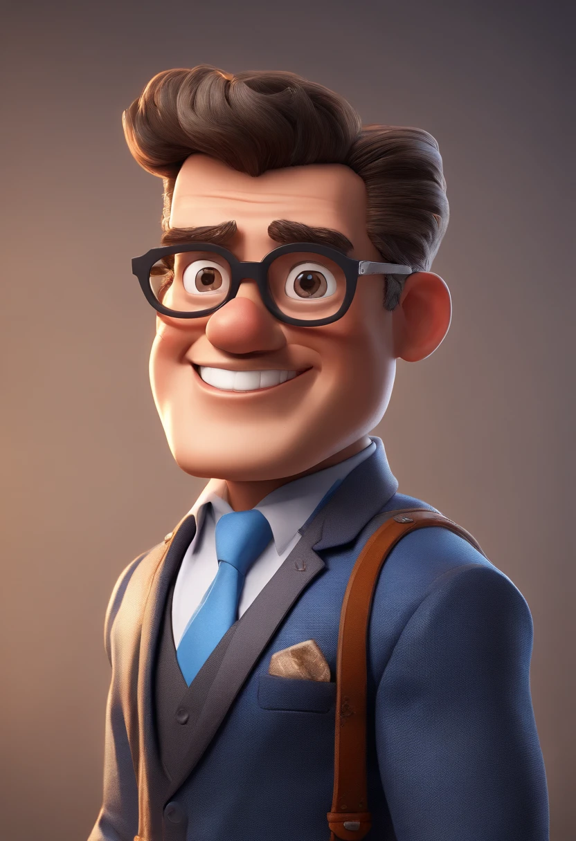 Cartoon character of a man with black glasses and a blue shirt, animation character, Caractere estilizado, animation style rendering, 3D estilizado, Arnold Maya render, 3 d render stylized, toon render keyshot, Personagem 3D, Personagem 3D, 3d rendering stylized, 3 d character render, personagem de desenho animado, Personagem de close up, Pose de personagem, (Estilo Pixar) (master part:1.2) (Bokeh) (best quality) (pele detalhada) (textura detalhada) (8k) (argila) (Cinematic lighting) (foco nítido