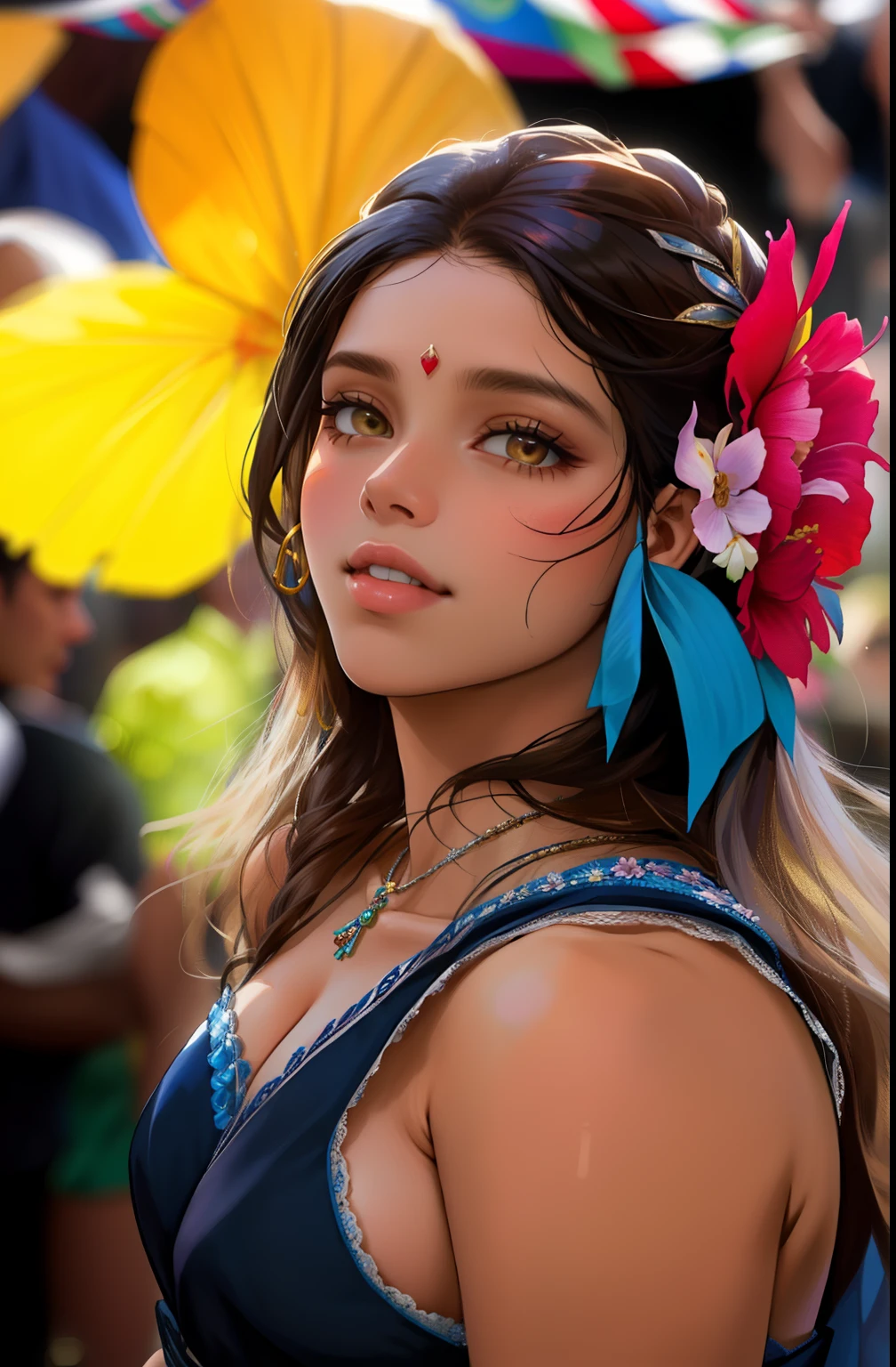 There's a woman with a flower in her hair in a parade, Malika Favre, Directed by: Felipe Seade, brasileiro, Carnaval do Brasil, Carnaval de Barranquilla, mulher bonito, Directed by: Nandor Soldier, mulher deslumbrante, Sandra Chevier, fernanda suarez, Caroline Gariba, Foto de perfil, Directed by: Samuel Silva, andrea rocha, com penas