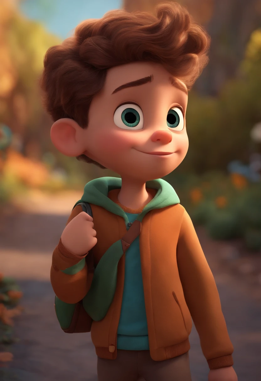 Image of a boy for a story in a YouTube video in Pixar format, He's the little allabester, He's the class leader, He's outgoing, Playful and gets up for a lot of things