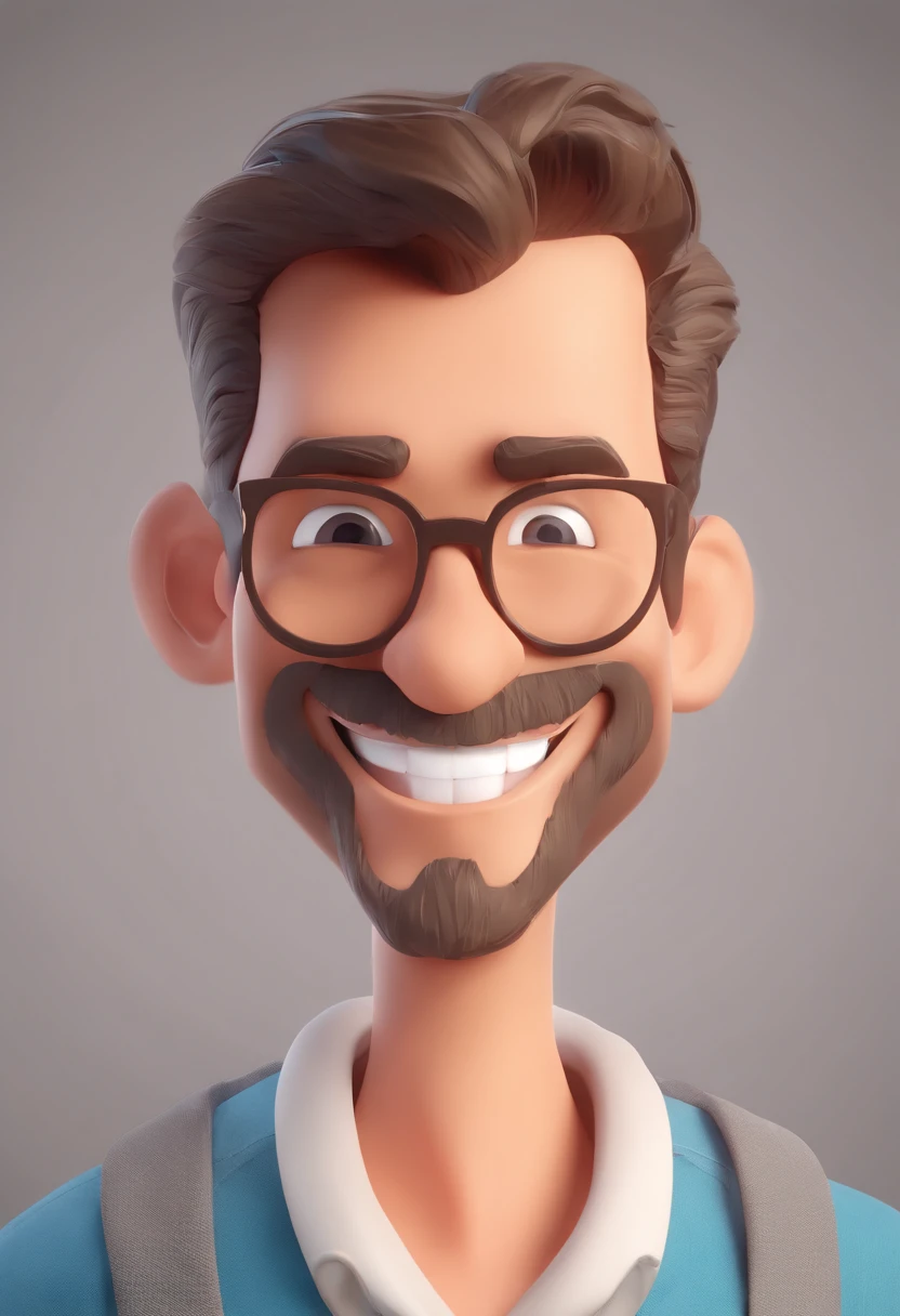 Smiling Man Illustration, sorriso insano, Homem de pele marrom com um sorriso gigante, happily smiling at the camera, sorriso atrevido, he's smiling, sorriso muito grande, Macho sorridente, foto de perfil headshot, rindo sorriso enorme, desenhando no estilo de Arte 3D, c4d, fundo de cor branco puro, estilo disney, estilo pixar render ilustracao Super Detalhe, 8k