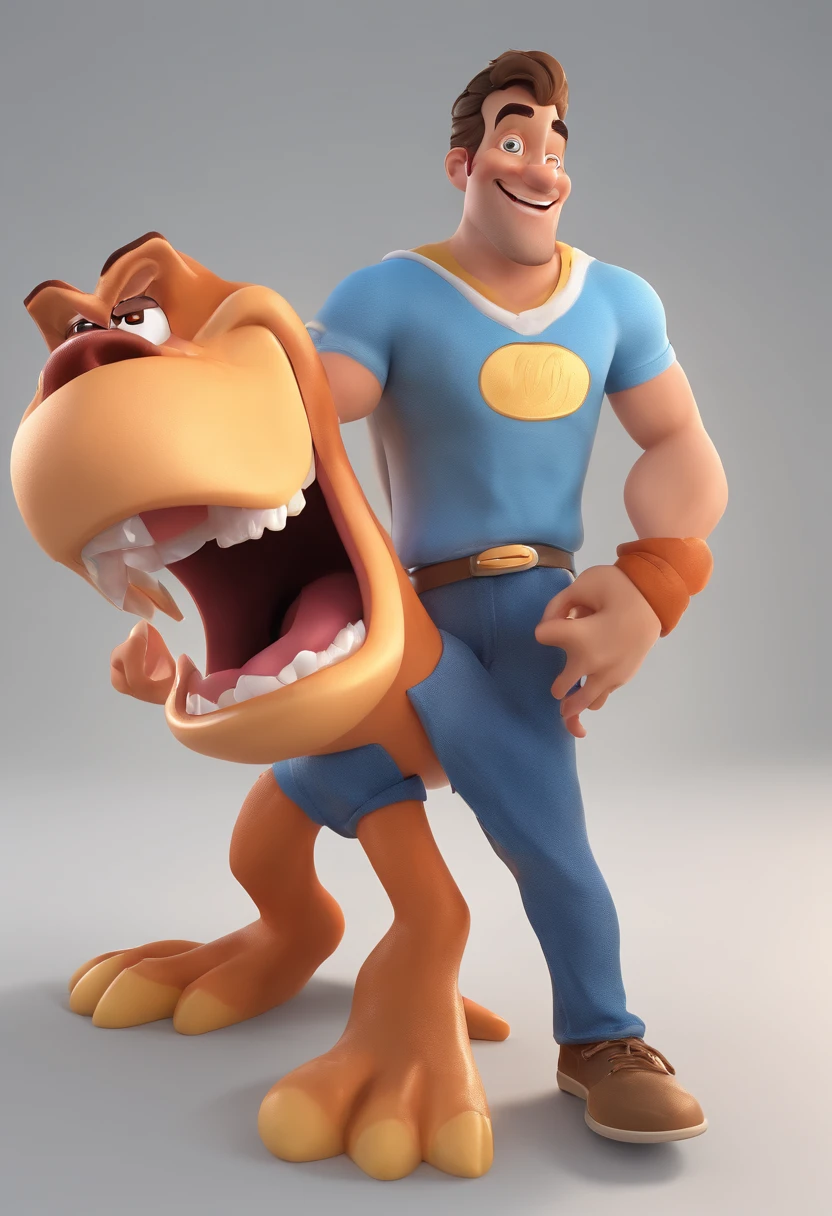 Smiling Man Illustration, sorriso insano, Homem adulto de pele branca com um sorriso gigante, happily smiling at the camera, sorriso atrevido, he's smiling, sorriso muito grande, Macho sorridente, foto de perfil headshot, rindo sorriso enorme, desenhando no estilo de Arte 3D, c4d, fundo de cor branco puro, estilo disney, estilo pixar render ilustracao Super Detalhe, 8k
