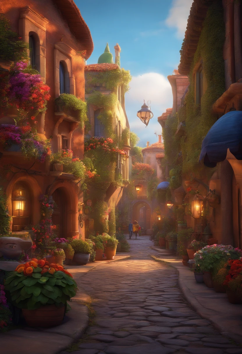 image style pixar with games in the backgroud
