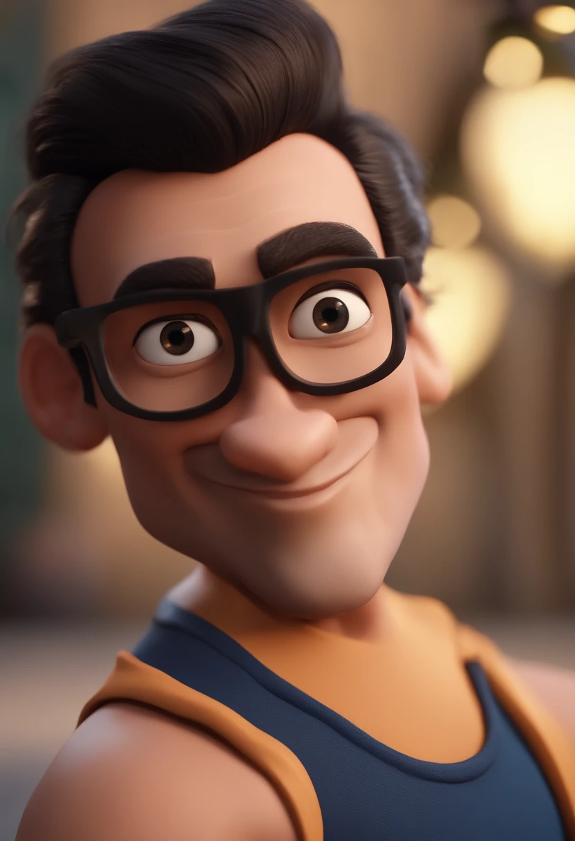 Cartoon character of a man with black glasses and a blue shirt, animation character, Caractere estilizado, animation style rendering, 3D estilizado, Arnold Maya render, 3 d render stylized, toon render keyshot, Personagem 3D, Personagem 3D, 3d rendering stylized, 3 d character render, personagem de desenho animado, Personagem de close up, Pose de personagem, (Estilo Pixar) (master part:1.2) (Bokeh) (best quality) (pele detalhada) (textura detalhada) (8k) (argila) (Cinematic lighting) (foco nítido
