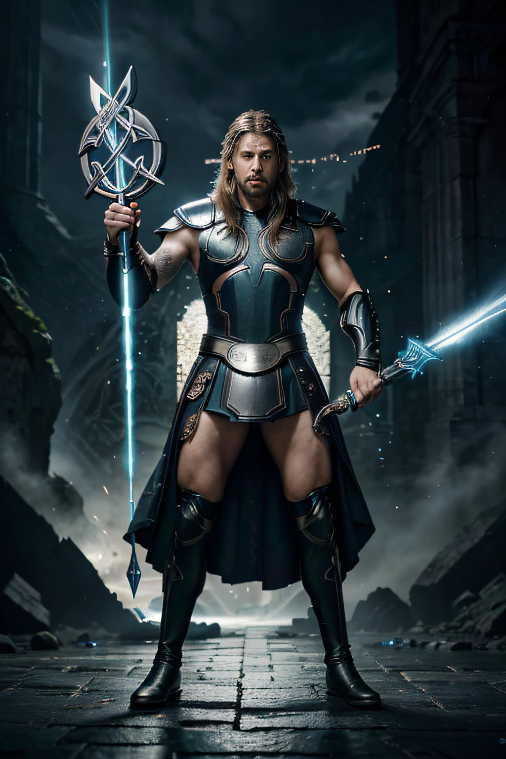 (((Cian))) best quality, ultra-high resolution, CG detalhado 4K, master part,Deus celta,thunders, ,Roupas celtas,Mitologia celta, ((Celtic God of Thunder)) ,Imagem celta,esthetic, centralizado na tela