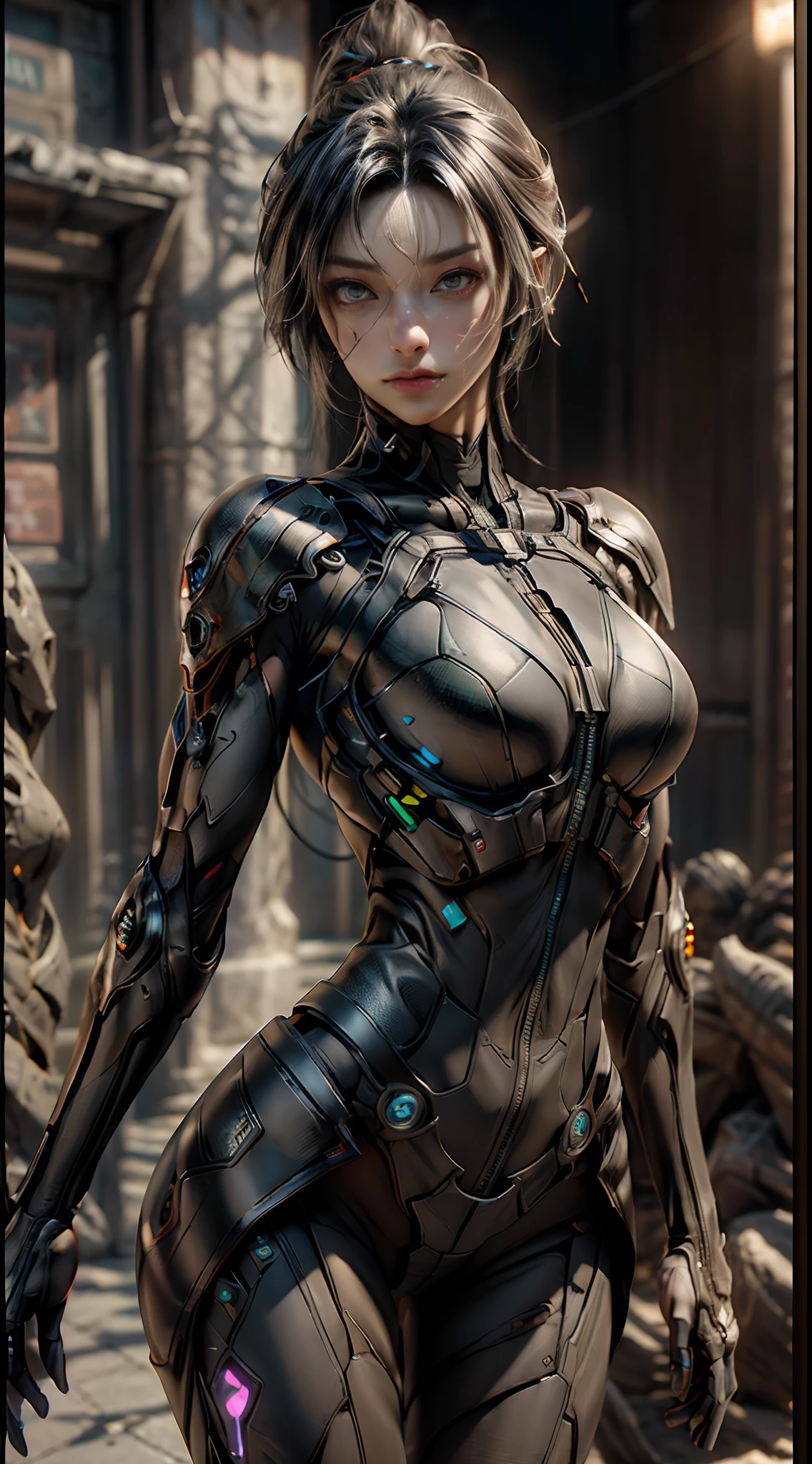 ((Best quality)), ((masterpiece)), (detailed:1.4), 3D, an image of a beautiful cyberpunk female,HDR (High Dynamic Range),Ray Tracing,NVIDIA RTX,Super-Resolution,Unreal 5,Subsurface scattering,PBR Texturing,Post-processing,Anisotropic Filtering,Depth-of-field,Maximum clarity and sharpness,Multi-layered textures,Albedo and Specular maps,Surface shading,Accurate simulation of light-material interaction,Perfect proportions,Octane Render,Two-tone lighting,Wide aperture,Low ISO,White balance,Rule of thirds,8K RAW,