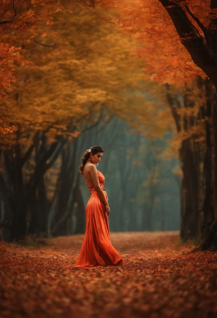 (super elaborado CG Unity 8K papel de parede), (master part), (extremely high quality), (Realistic), gueixa, quimono, Dance, Onze, orelhas pontiagudas, ((best quality)), (super detalhado)), (((fotografia)), Japan autumn forest