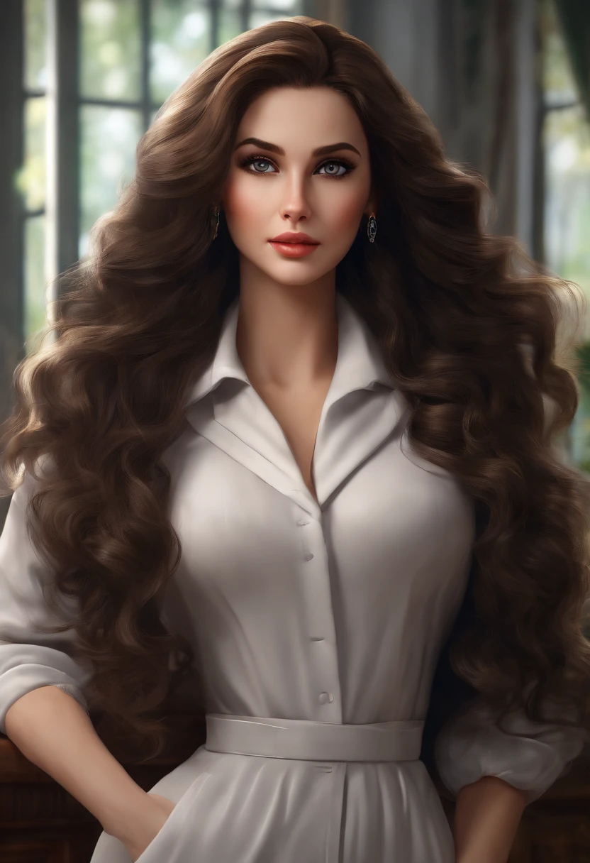(best quality,4k,highres,ultra-detailed,realistic:1.2),portrait,anime,pixar style,veterinarian character,female character:1.1,beautiful detailed eyes,beautiful detailed lips,extremely detailed eyes and face,long dark wavy hair, square face,50 years old.