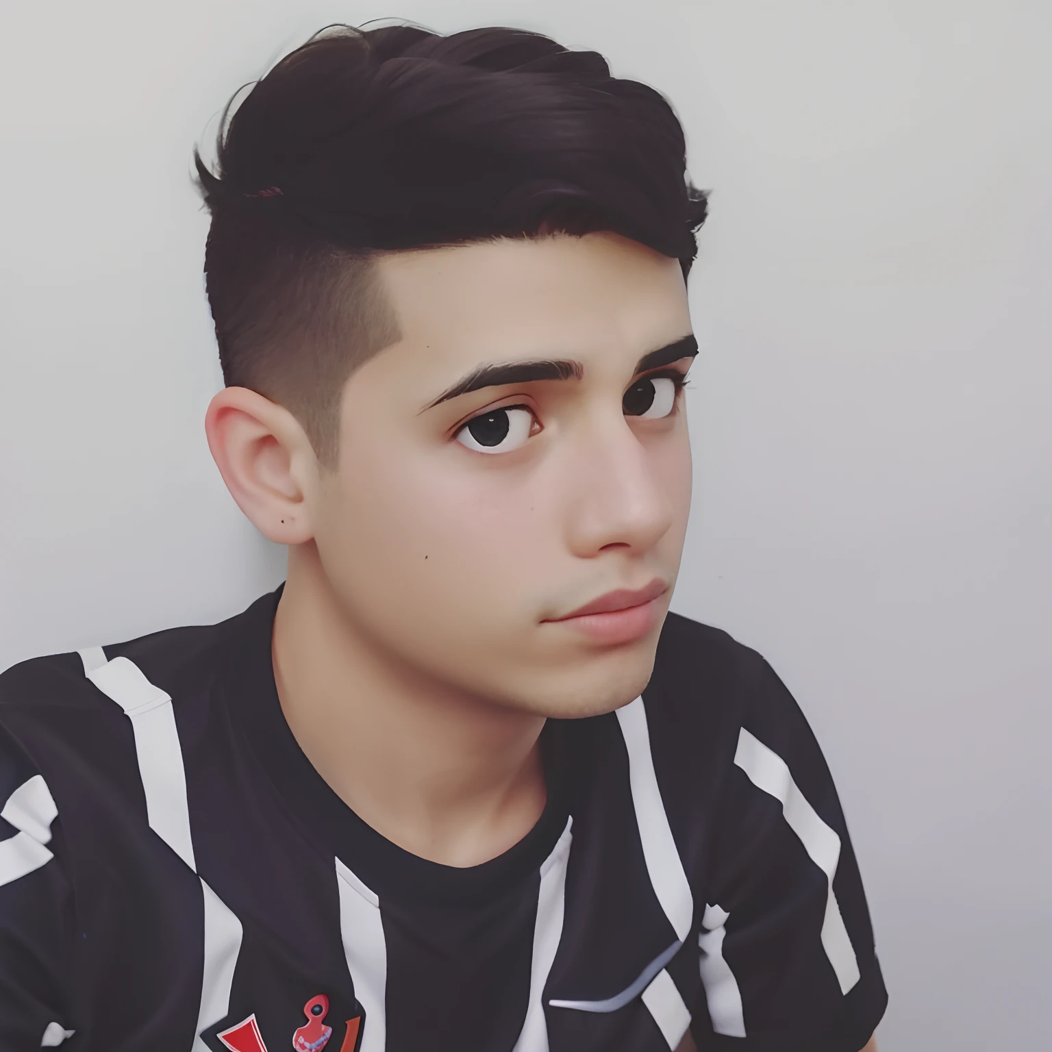 Arafed homem com uma camisa listrada preta e branca e uma camisa listrada preto e branco, mateus 9 5, 18 anos, 1 6 anos, caio santos, adolescente do sexo masculino, tommy 1 6 anos de idade, em torno de 1 9 anos, Ronaldo Luis Nazario de Lima, Streamer do Twitch / Jogador Ludwig, Fabiano Perez, artemixel