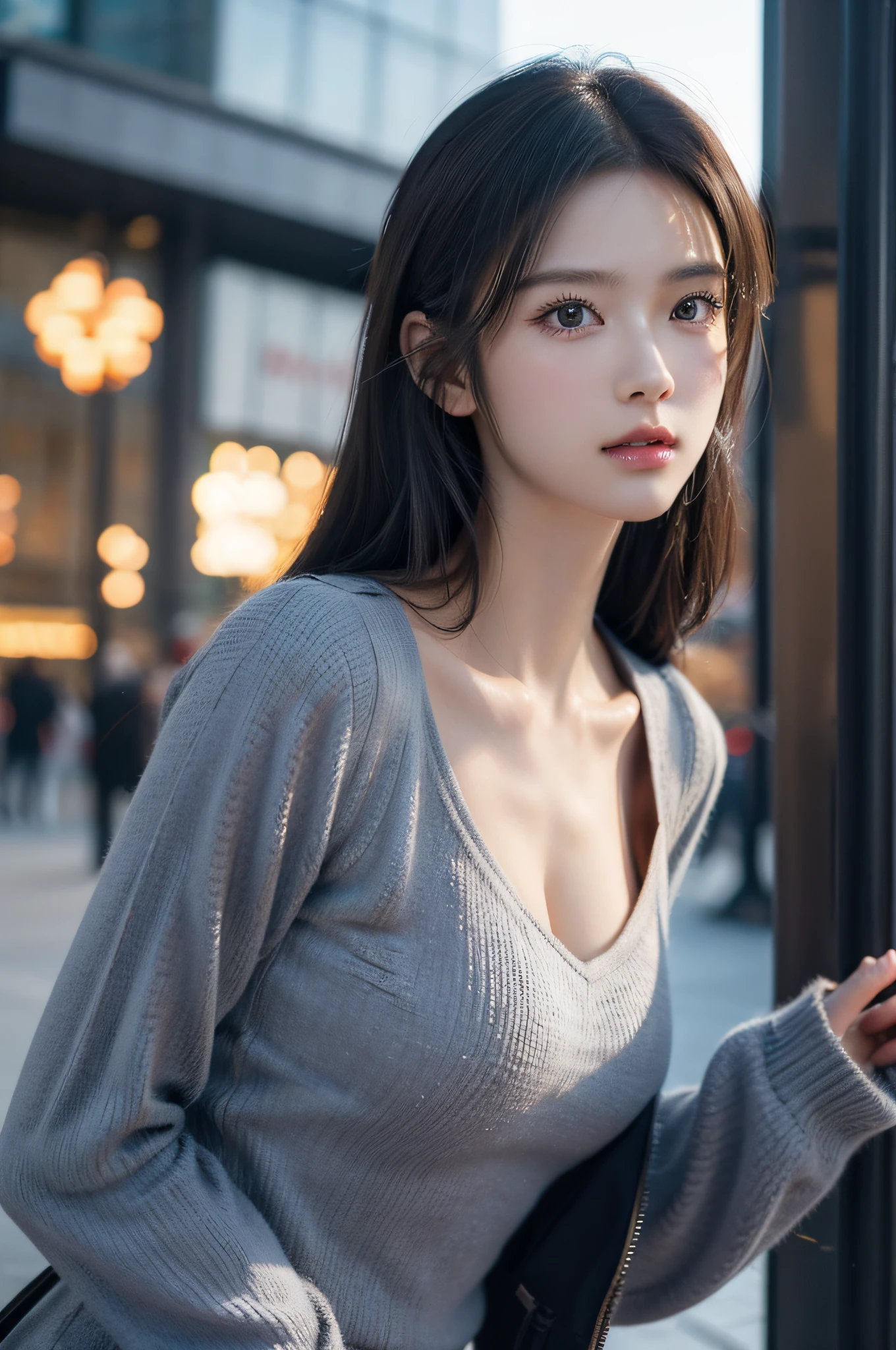 Incomparable masterpiece, perfect artwork, ((perfect female figure)), short hair, blonde, skinny, realistic, solo, (realism: 1.4), best quality, super high resolution, 1girl, porcelain, kpop ido, (extra large breasts), full body, beautiful, masterpiece, best quality, very detailed face, perfect lighting, solo, plain makeup, tights, best quality, super high resolution, (realistic:1.4), super detailed, masterpiece, best quality, 👍 ulzzang - 6500-v1.1
