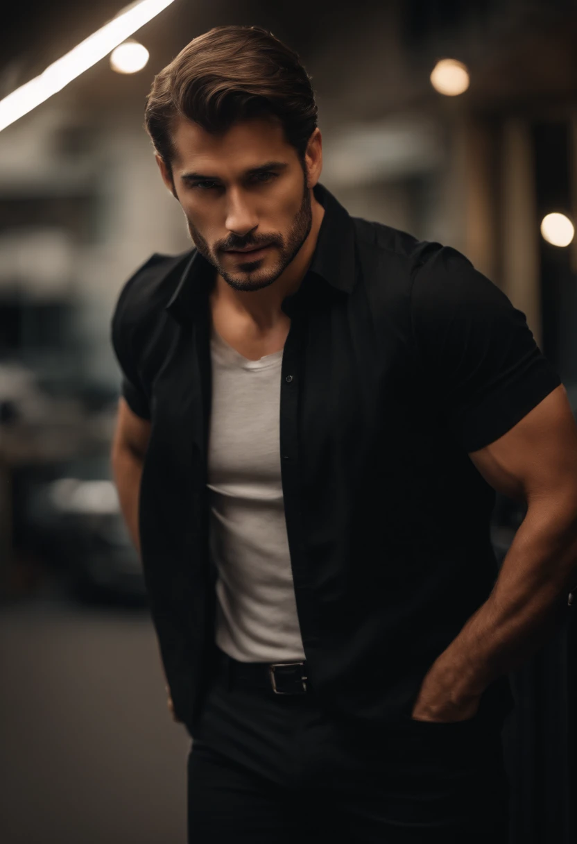 a handsome man wearing a black shirt
