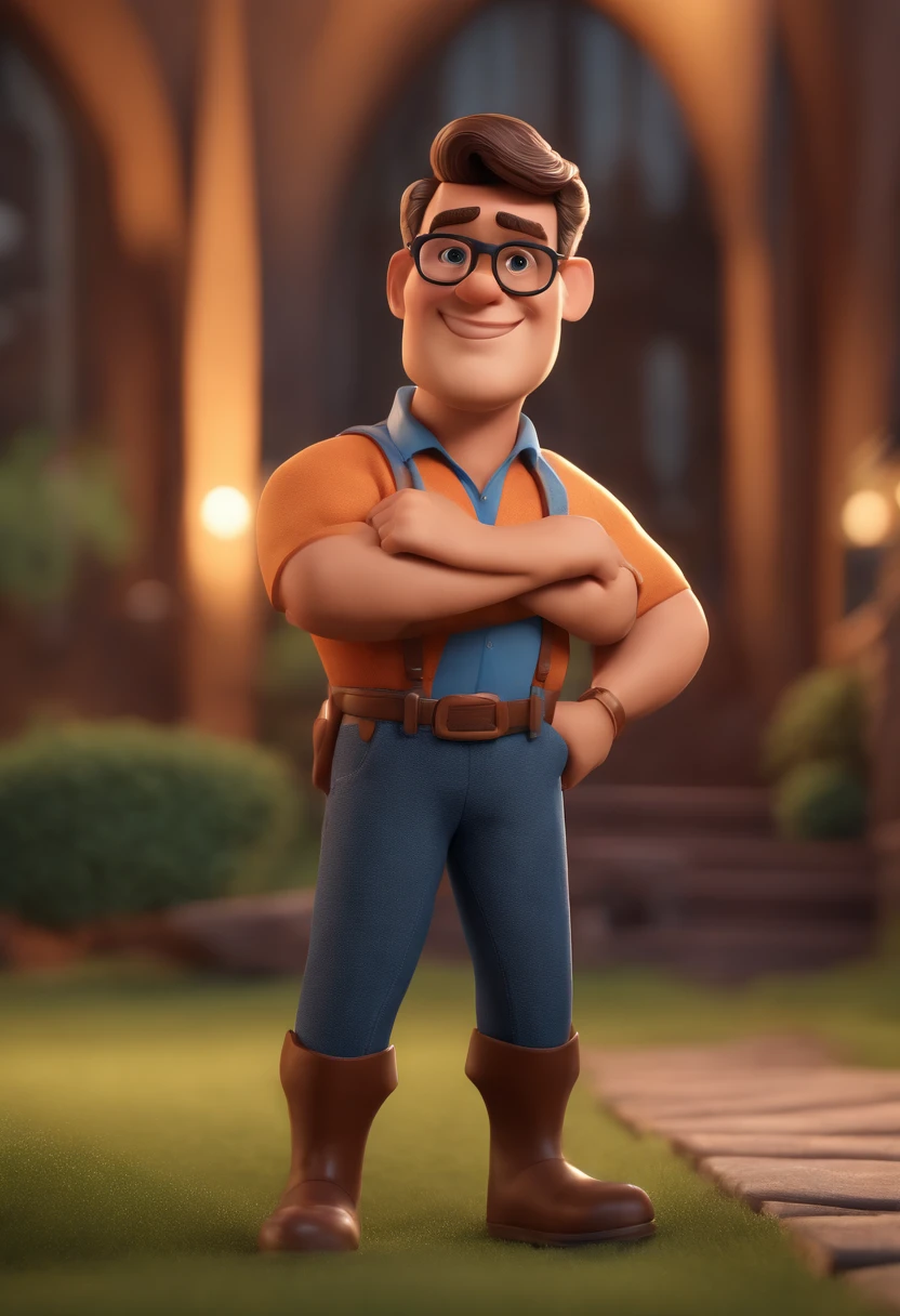 Cartoon character of a man with black glasses and a blue shirt, animation character, Caractere estilizado, animation style rendering, 3D estilizado, Arnold Maya render, 3 d render stylized, toon render keyshot, Personagem 3D, Personagem 3D, 3d rendering stylized, 3 d character render, personagem de desenho animado, Personagem de close up, Pose de personagem, (Estilo Pixar) (master part:1.2) (Bokeh) (best quality) (pele detalhada) (textura detalhada) (8k) (argila) (Cinematic lighting) (foco nítido