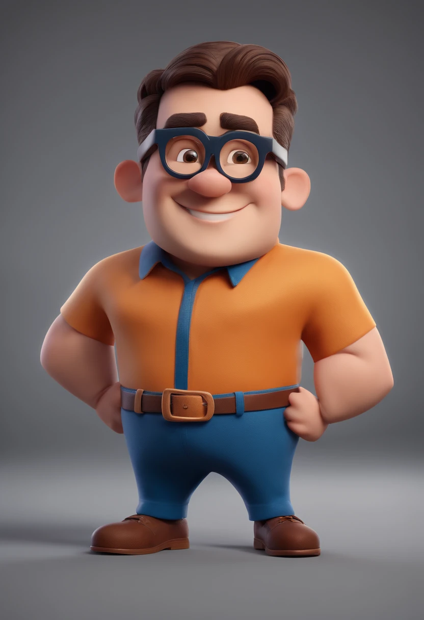 Cartoon character of a man with black glasses and a blue shirt, animation character, Caractere estilizado, animation style rendering, 3D estilizado, Arnold Maya render, 3 d render stylized, toon render keyshot, Personagem 3D, Personagem 3D, 3d rendering stylized, 3 d character render, personagem de desenho animado, Personagem de close up, Pose de personagem, (Estilo Pixar) (master part:1.2) (Bokeh) (best quality) (pele detalhada) (textura detalhada) (8k) (argila) (Cinematic lighting) (foco nítido