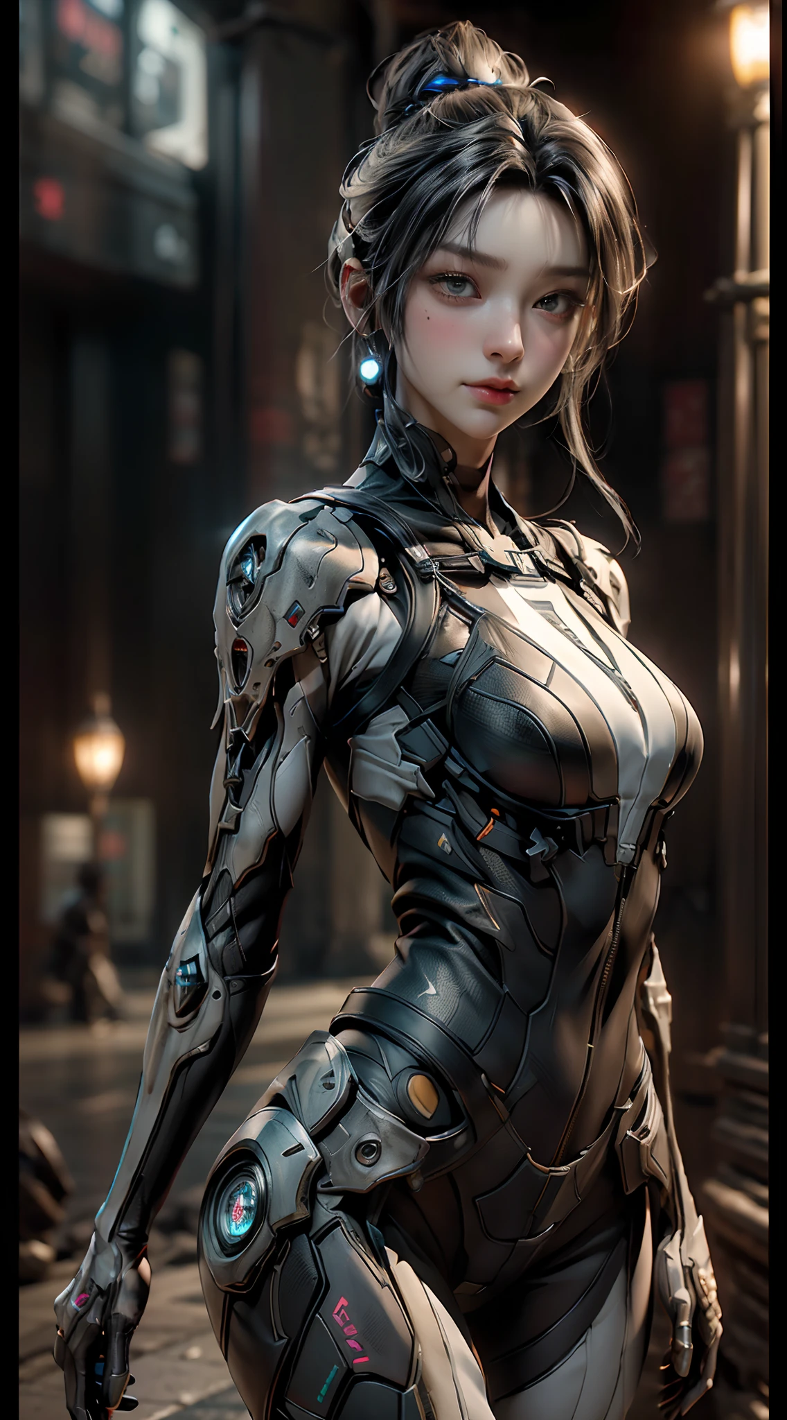 ((Best quality)), ((masterpiece)), (detailed:1.4), 3D, an image of a beautiful cyberpunk female,HDR (High Dynamic Range),Ray Tracing,NVIDIA RTX,Super-Resolution,Unreal 5,Subsurface scattering,PBR Texturing,Post-processing,Anisotropic Filtering,Depth-of-field,Maximum clarity and sharpness,Multi-layered textures,Albedo and Specular maps,Surface shading,Accurate simulation of light-material interaction,Perfect proportions,Octane Render,Two-tone lighting,Wide aperture,Low ISO,White balance,Rule of thirds,8K RAW,