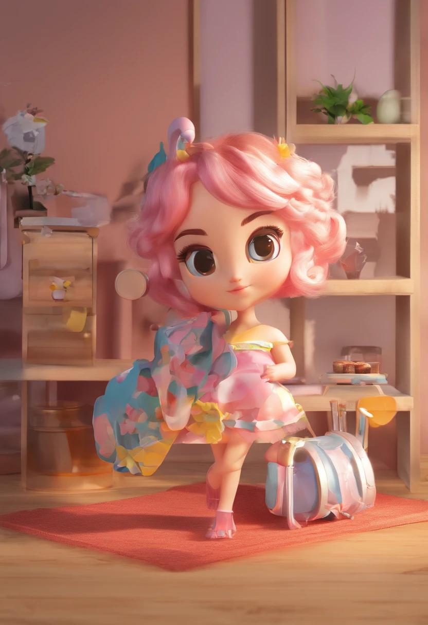 best quality, master part, fotorrealista, extremamente detalhado CG unidade 8k papel de parede, Chibi,1girl, Elsa,sozinho, cheio_corpo, sorrir, Olhando_em_visualizador, ao ar livre,