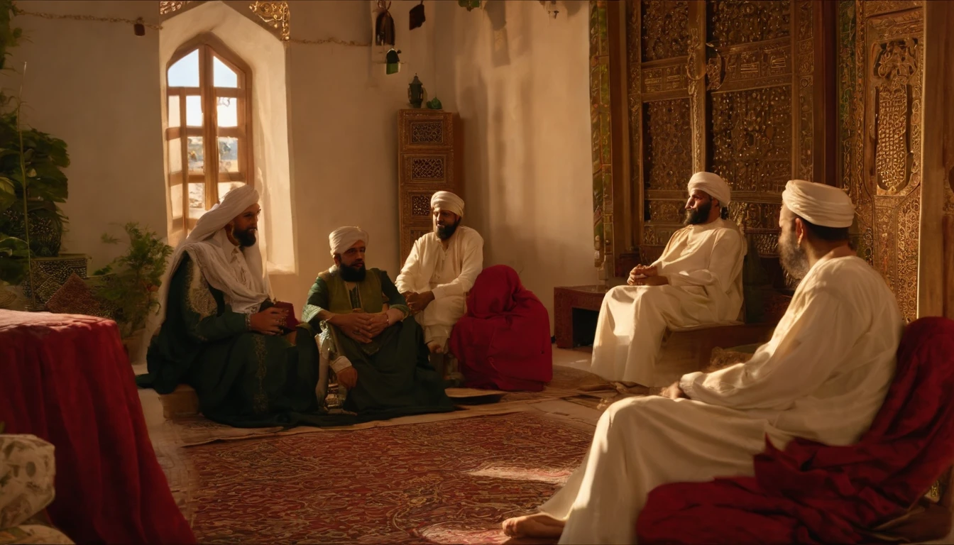 the companions of the prophet Muhammad sayyidina Ali bin Abi Talib, Umar bin Khattab, Abu Bakr Ash-Shiddiq, Abu Sufyan, at his house Rasullullah was sick