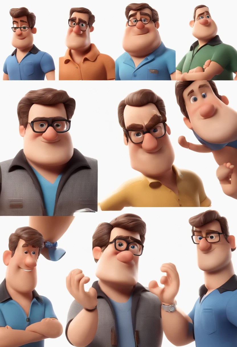 Cartoon character of a man with black glasses and a blue shirt, animation character, Caractere estilizado, animation style rendering, 3D estilizado, Arnold Maya render, 3 d render stylized, toon render keyshot, Personagem 3D, Personagem 3D, 3d rendering stylized, 3 d character render, personagem de desenho animado, Personagem de close up, Pose de personagem, (Estilo Pixar) (master part:1.2) (Bokeh) (best quality) (pele detalhada) (textura detalhada) (8k) (argila) (Cinematic lighting) (foco nítido