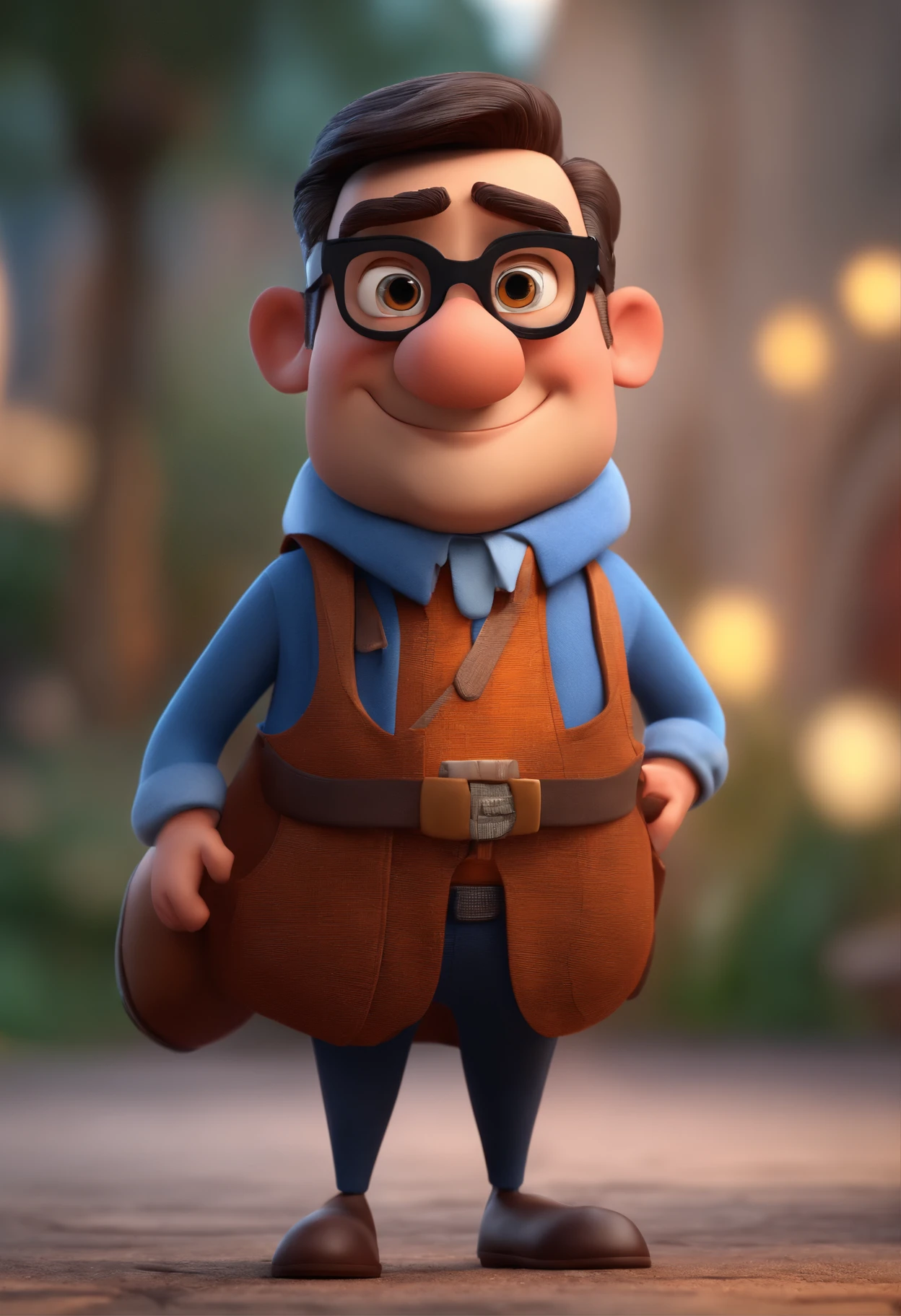 Cartoon character of a man with black glasses and a blue shirt, animation character, Caractere estilizado, animation style rendering, 3D estilizado, Arnold Maya render, 3 d render stylized, toon render keyshot, Personagem 3D, Personagem 3D, 3d rendering stylized, 3 d character render, personagem de desenho animado, Personagem de close up, Pose de personagem, (Estilo Pixar) (master part:1.2) (Bokeh) (best quality) (pele detalhada) (textura detalhada) (8k) (argila) (Cinematic lighting) (foco nítido