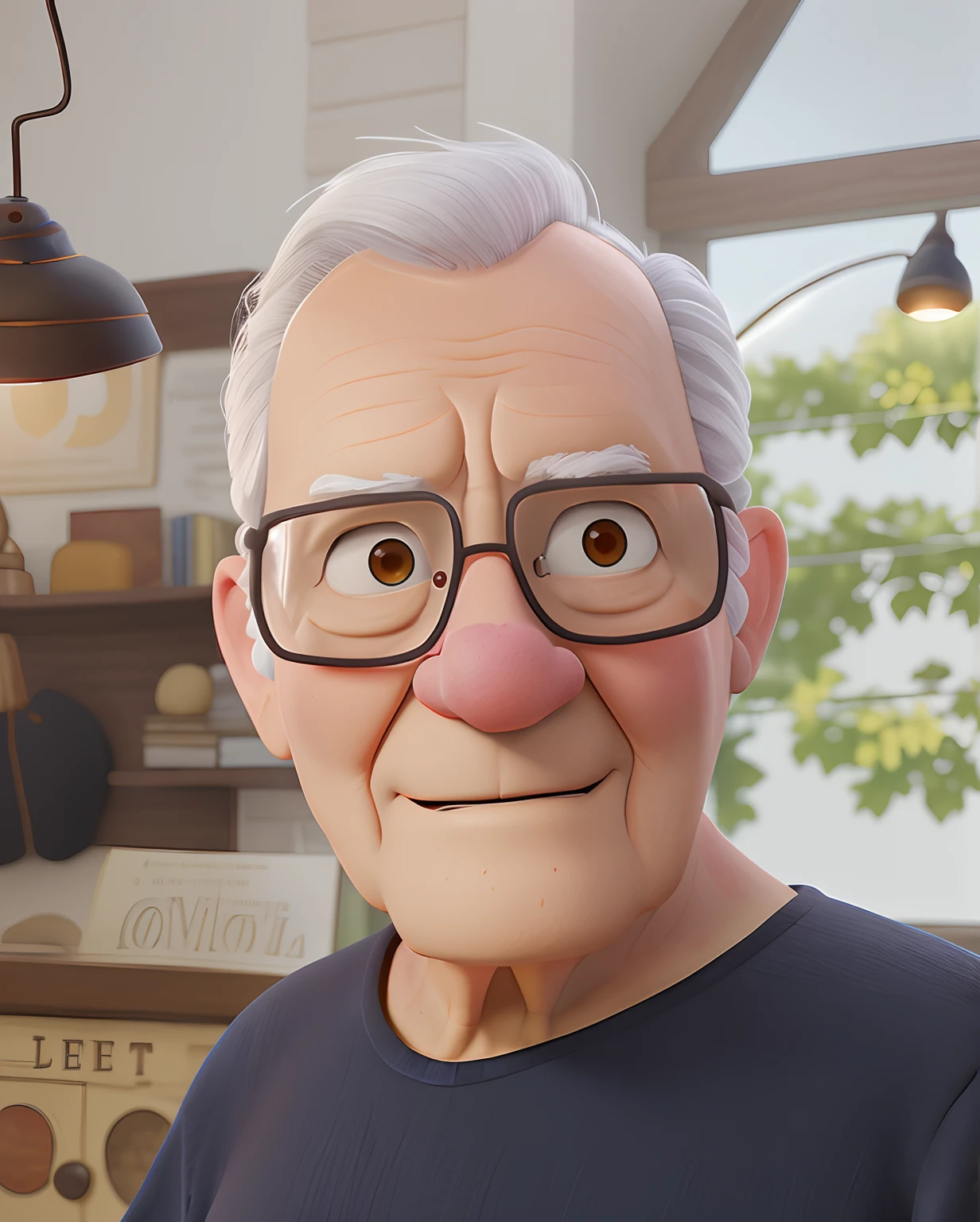 Cartoon character of an old man with glasses and a black shirt, pixar retrato 8 k foto, retrato pixar, Pixarman Rendering, Como um personagem da Pixar, close - retrato facial de cima, renderizar na pixar, Representado como um personagem da Pixar, personagem pixar, Anato Finnstark. Pixar, Pixar rendering, Pixar 3D rendering, pixar octane render