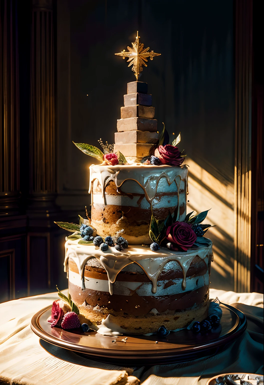 (tmasterpiece、top-quality、top-quality、aestheticly pleasing:1.2)、People don't come out、(Cake that looks very delicious)、The is very detailed、(Fractal art)、extremely colorful、highestdetailed