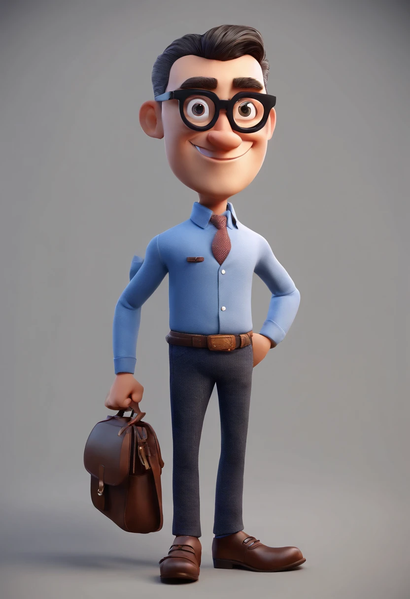 Cartoon character of a man with black glasses and a blue shirt, animation character, Caractere estilizado, animation style rendering, 3D estilizado, Arnold Maya render, 3 d render stylized, toon render keyshot, Personagem 3D, Personagem 3D, 3d rendering stylized, 3 d character render, personagem de desenho animado, Personagem de close up, Pose de personagem, (Estilo Pixar) (master part:1.2) (Bokeh) (best quality) (pele detalhada) (textura detalhada) (8k) (argila) (Cinematic lighting) (foco nítido
