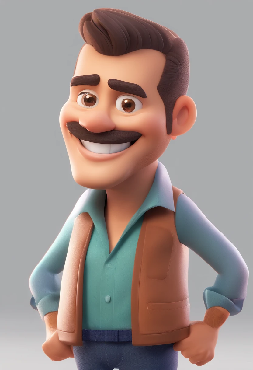 Smiling Man Illustration, sorriso insano, Homem de pele marrom com um sorriso gigante, happily smiling at the camera, sorriso atrevido, he's smiling, sorriso muito grande, Macho sorridente, foto de perfil headshot, rindo sorriso enorme, desenhando no estilo de Arte 3D, c4d, fundo de cor branco puro, estilo disney, estilo pixar render ilustracao Super Detalhe, 8k