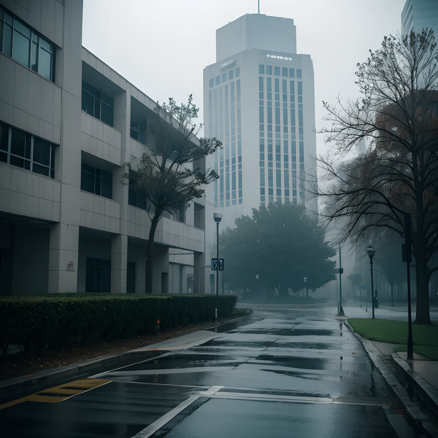 Eerie and gloomy campus