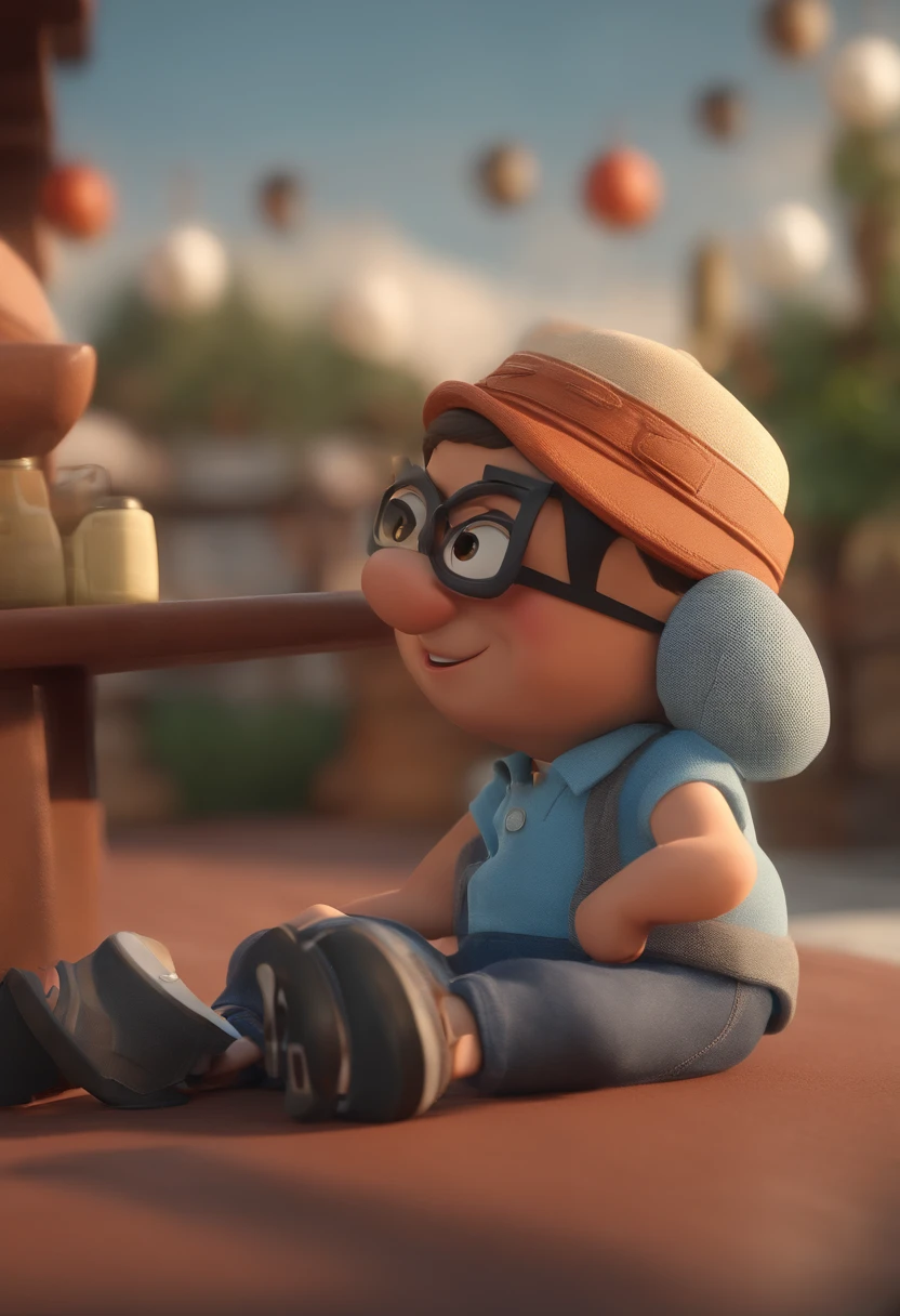 Cartoon character of a man with black glasses and a blue shirt, animation character, Caractere estilizado, animation style rendering, 3D estilizado, Arnold Maya render, 3 d render stylized, toon render keyshot, Personagem 3D, Personagem 3D, 3d rendering stylized, 3 d character render, personagem de desenho animado, Personagem de close up, Pose de personagem,  (Estilo Pixar) (master part:1.2) (Bokeh) (best quality) (pele detalhada) (textura detalhada) (8k) (argila) (Cinematic lighting) (foco nítido