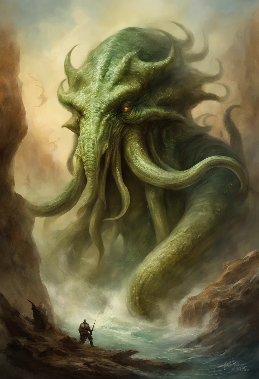 (concept art), ((best quality)), ((masterpiece)), (detailed:1.4), (intricate details), (ultra high res), massive, imposing Cthulhu, surrealism, nightmare, lovecraftian, horror, --auto --s2