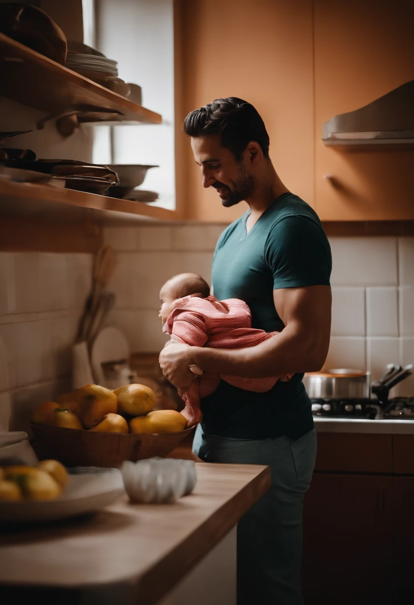 There's a man and a woman holding a baby in a kitchen, Happy family, Directed by: Nandor Soldier, imagem de perfil, imagem de qualidade muito baixa, caio santos, In Sao Paulo, david rios ferreira, foto do perfil, 3 5 year brazilian mother, Malika Favre, foto de perfil, andrea rocha, Valentina Embaralhamento, Em casa