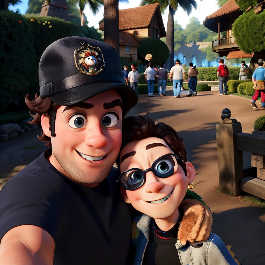 tmasterpiece,a melhor qualidade,Um homem com olhos,head shoot,estilo disney,Standing in the park,Muitos detalhes no rosto