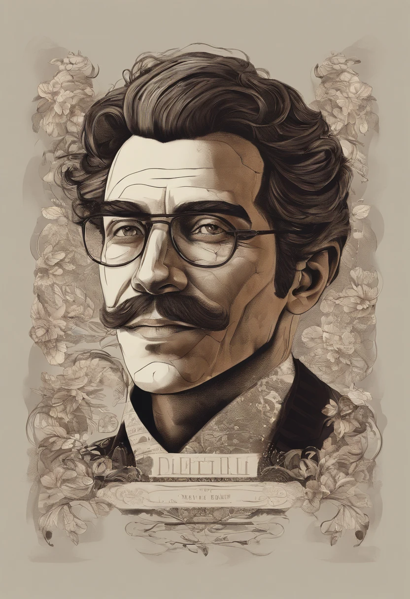Cinematic photo, wide angle, Handsome Man, High and fit, 40yearsold, (shave:1.4) , Short curly brown hair. Dark brown tight velvet dress, (The jacket is decorated with a black floral pattern.:1.2). Clean composition, Strong profile, muted colors, Hasselblad - Raw Style