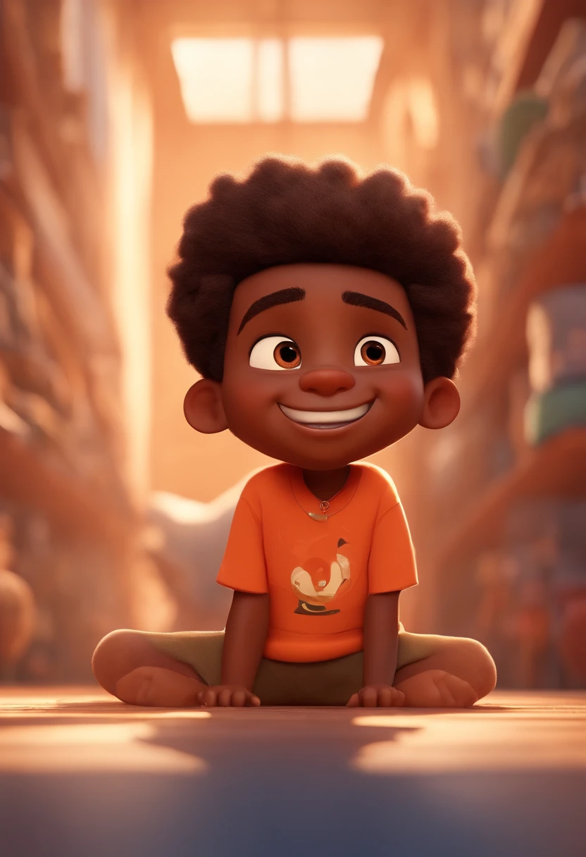 Image of a boy for a story in a YouTube video in Pixar format, He's the little allabester, He's the class leader, He's outgoing, Playful and gets up for a lot of brown skin stuff