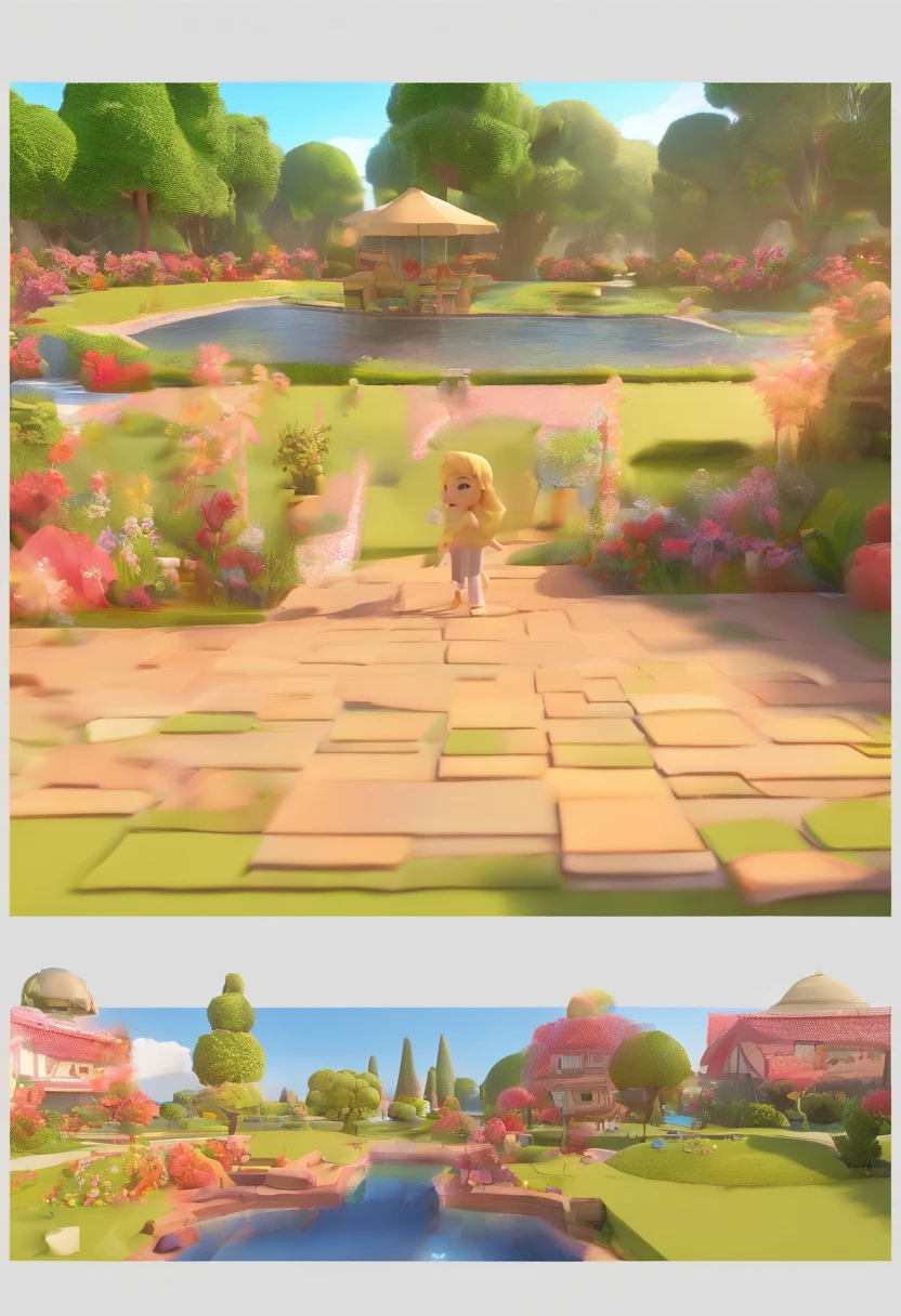 best quality, master part, fotorrealista, extremamente detalhado CG unidade 8k papel de parede, Chibi,1girl, Elsa,sozinho, cheio_corpo, sorrir, Olhando_em_visualizador, ao ar livre,