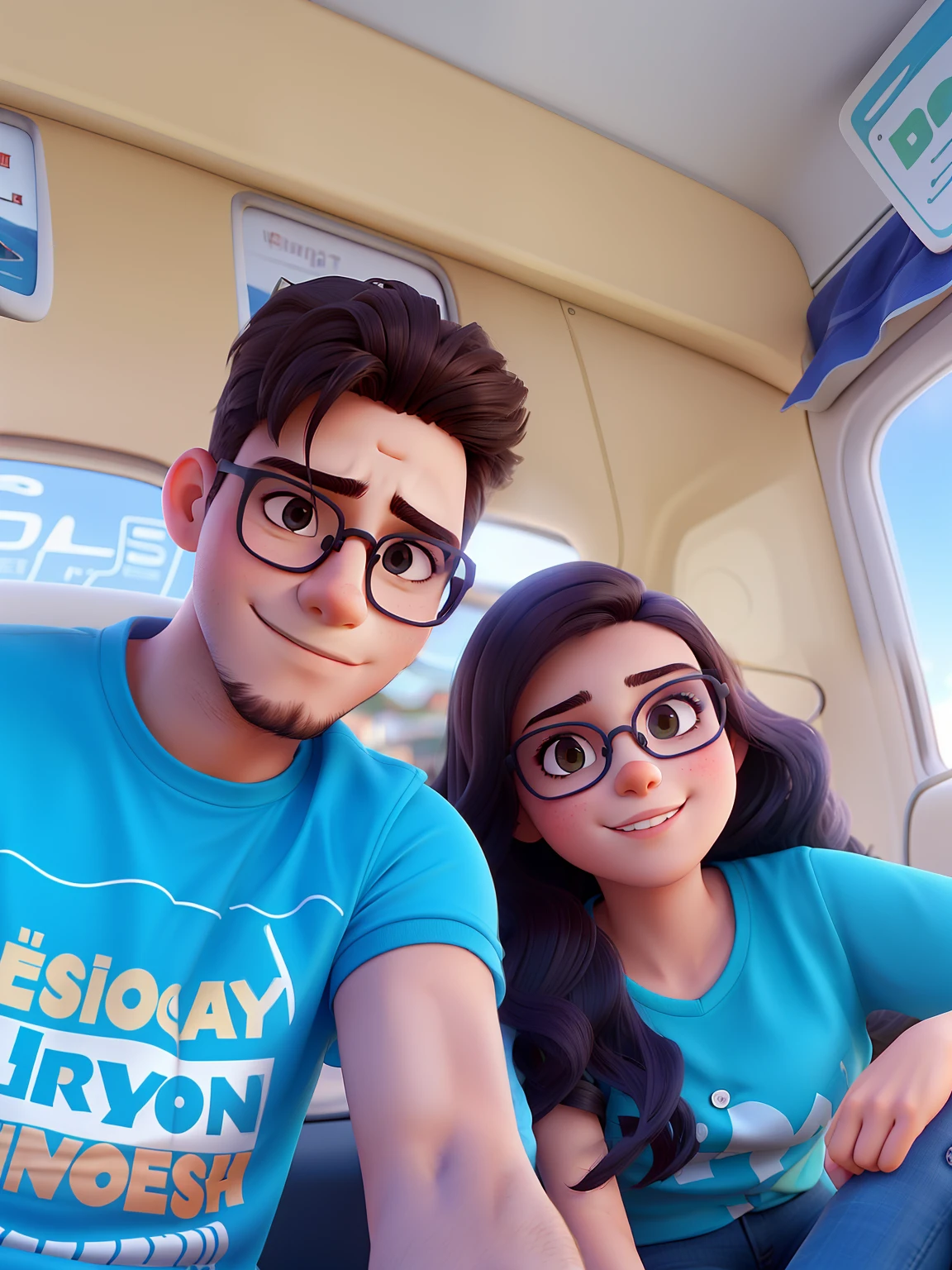 Young couple with sunglasses and passionate look. O jovem rapaz tem cabelos cacheados bem curto, a jovem de cabelos cacheados volumosos. The two of them are in a very beautiful background landscape