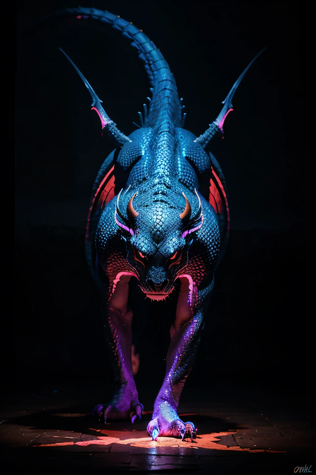 mysterious dragon , Black light painting, colorful, HD