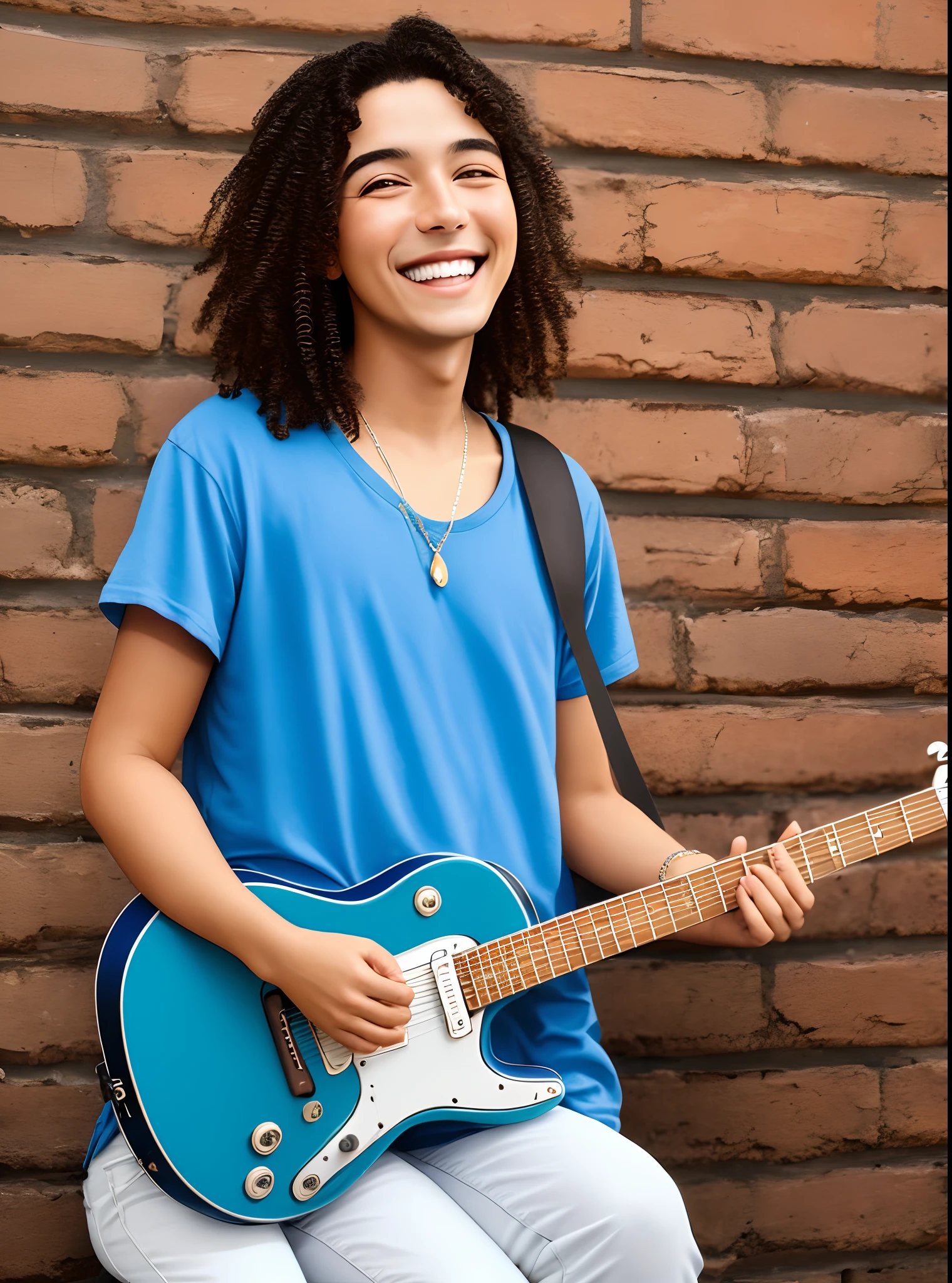20 anos musico toca sanfona muito bem sorriso largo muito sorridente cabelo loiro olhas castanhos sobrancelhas feitas usa brinco de prata
