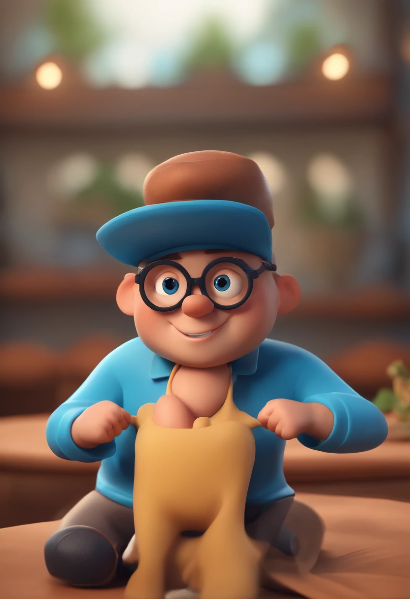 Cartoon character of a man with black glasses and a blue shirt, animation character, Caractere estilizado, animation style rendering, 3D estilizado, Arnold Maya render, 3 d render stylized, toon render keyshot, Personagem 3D, Personagem 3D, 3d rendering stylized, 3 d character render, personagem de desenho animado, Personagem de close up, Pose de personagem, (Estilo Pixar) (master part:1.2) (Bokeh) (best quality) (pele detalhada) (textura detalhada) (8k) (argila) (Cinematic lighting) (foco nítido